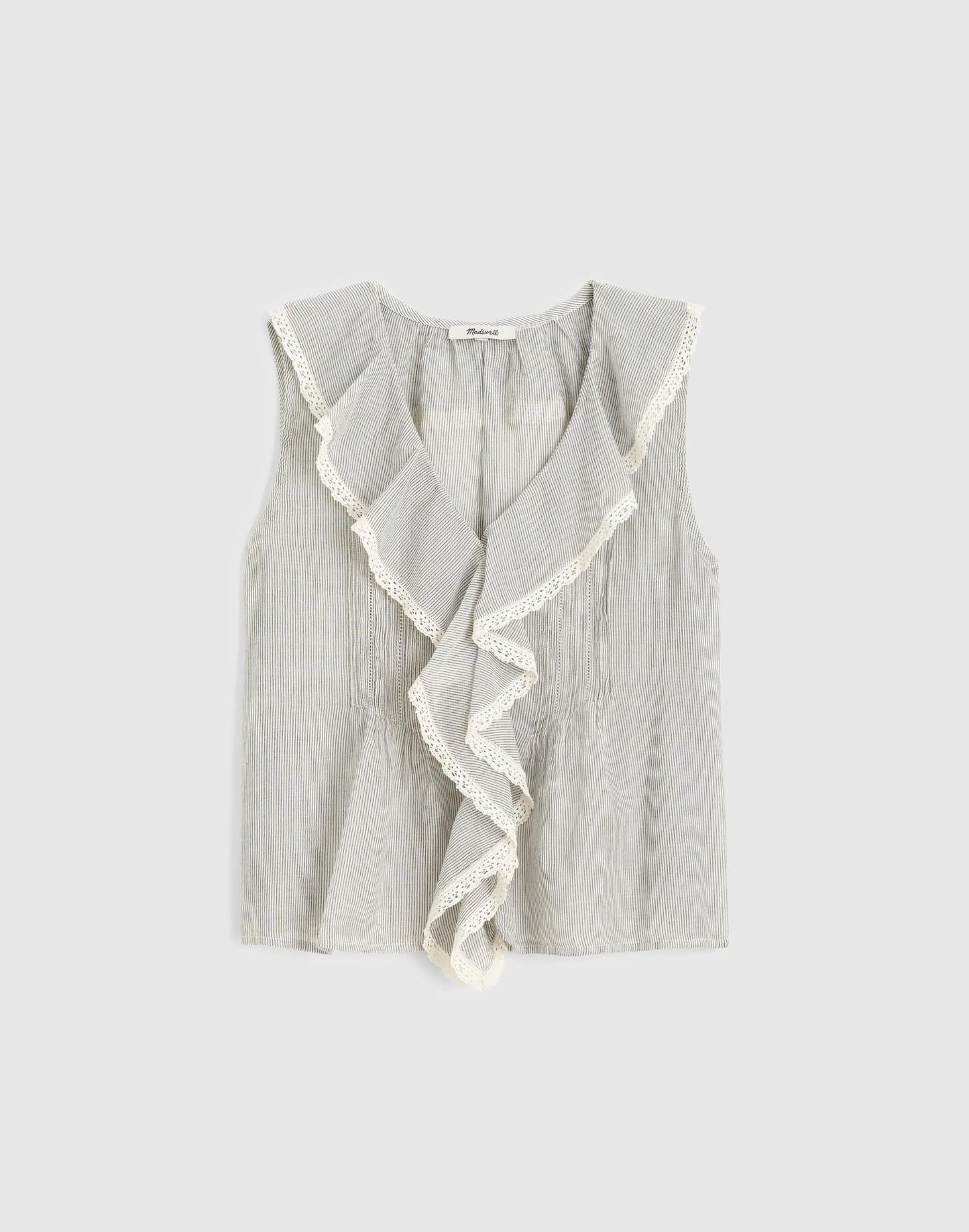 Madewell The Blaire Sleeveless Top Blue White Micro Stripe