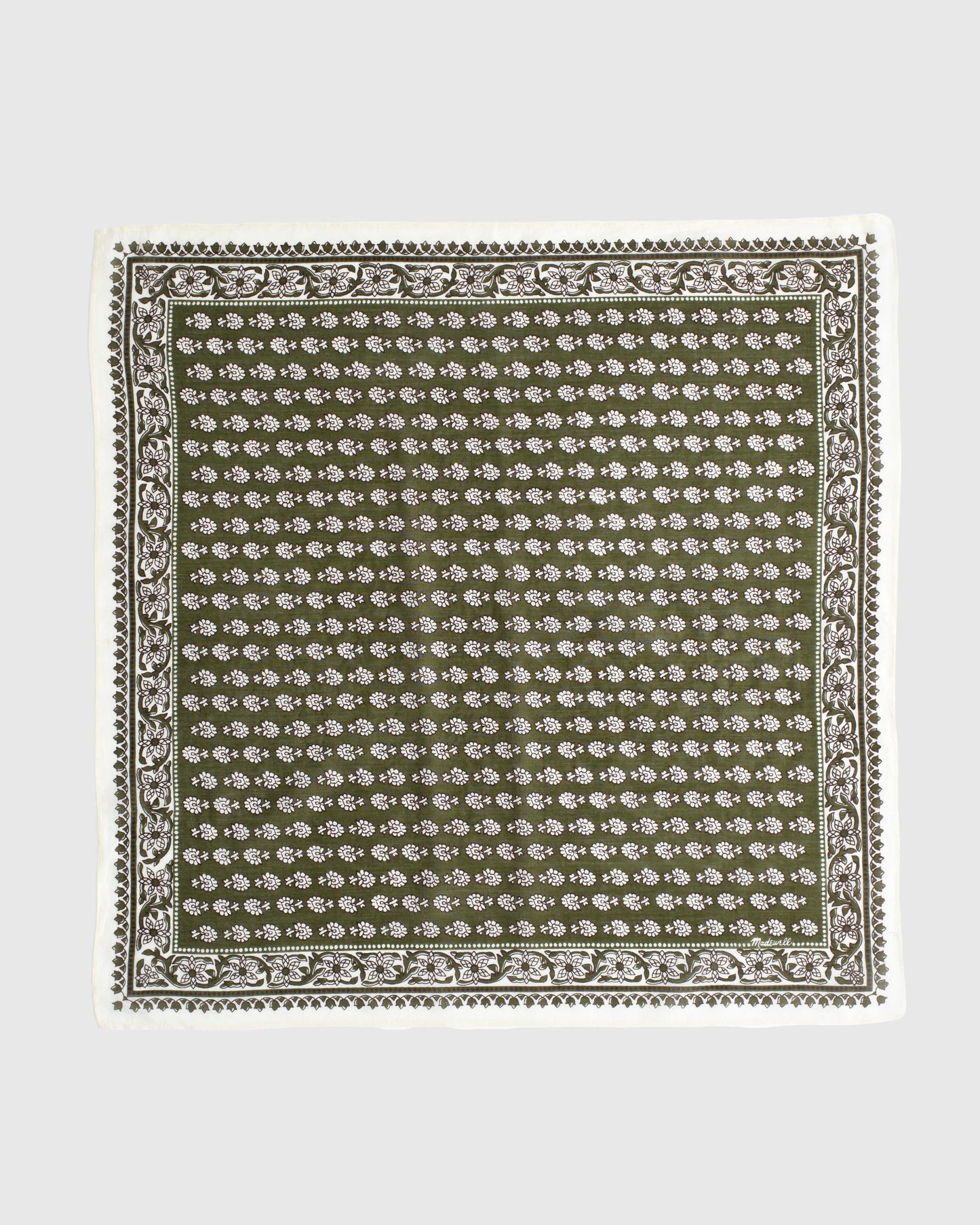 Madewell Organic Cotton Bandana Block Print Faded Ivy