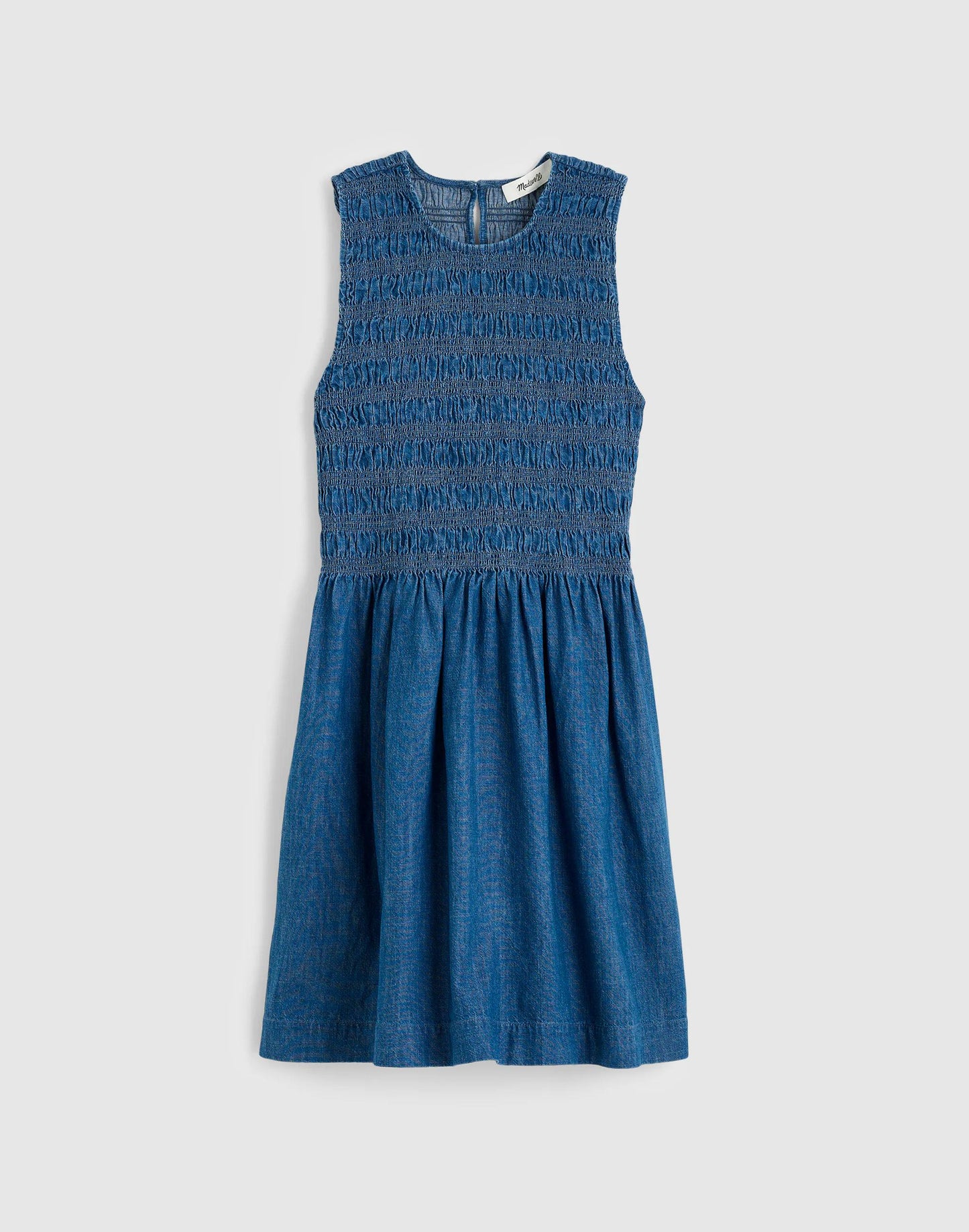 Madewell The Denim Melody Smocked Mini Dress Cove Wash