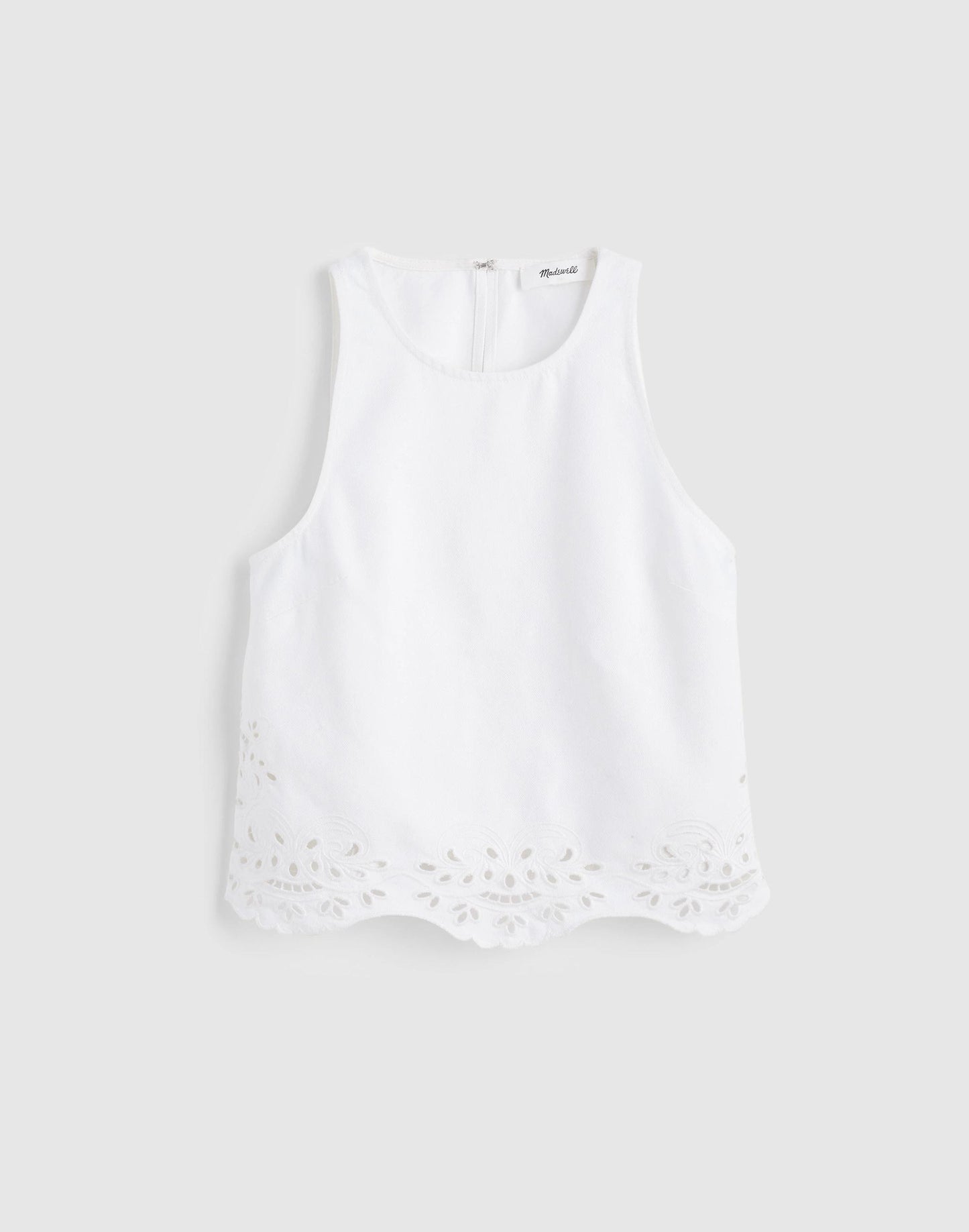 Madewell Denim Eyelet Shell Top in Tile White Tile White
