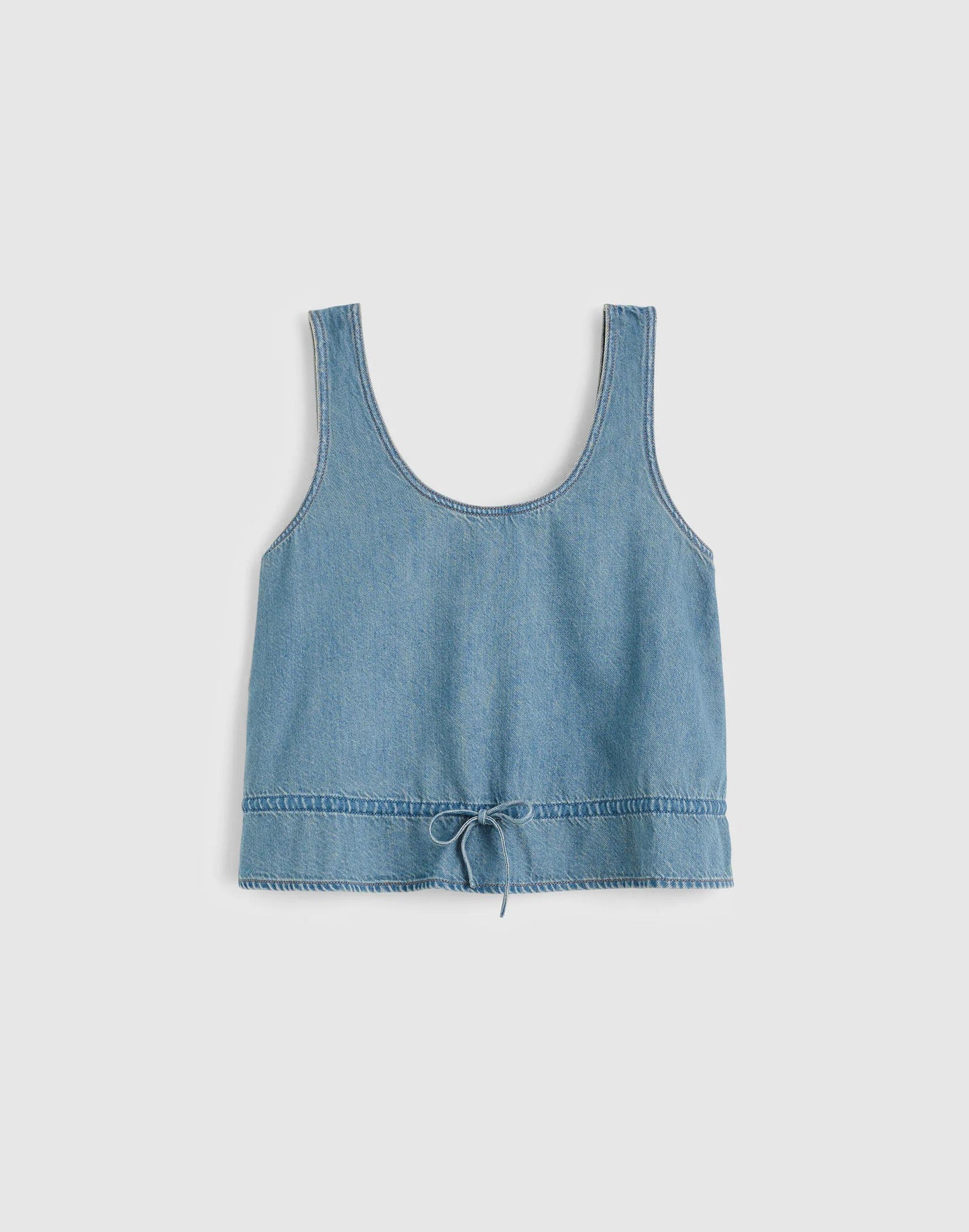 Madewell Airy Denim Scoopneck Peplum Top Lido Wash