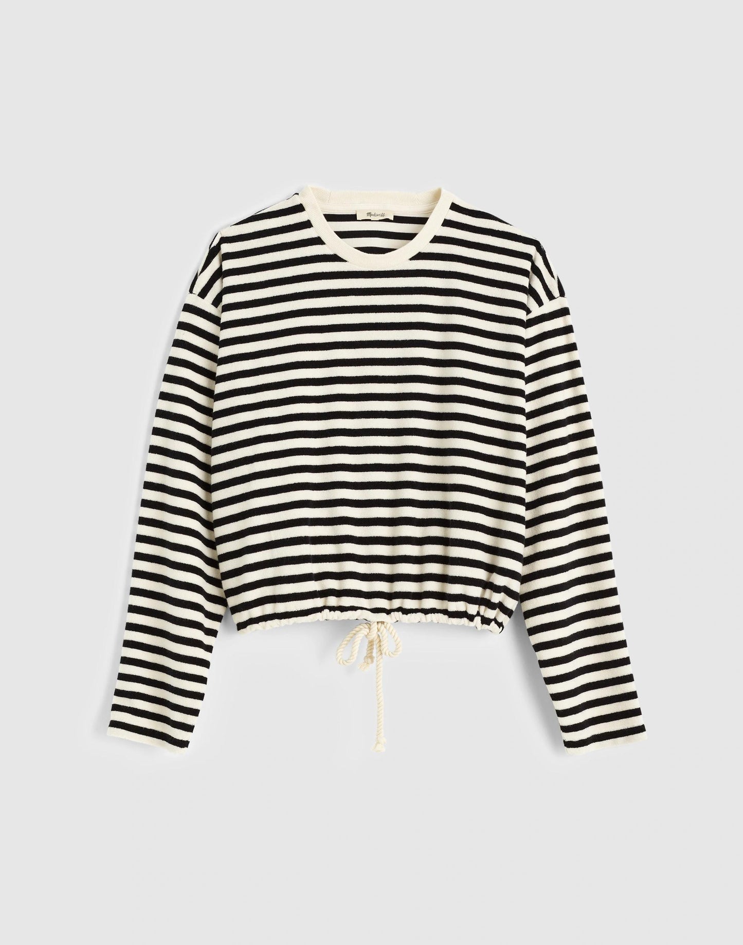 Madewell Tie-Waist Top in Terry Black Ivory