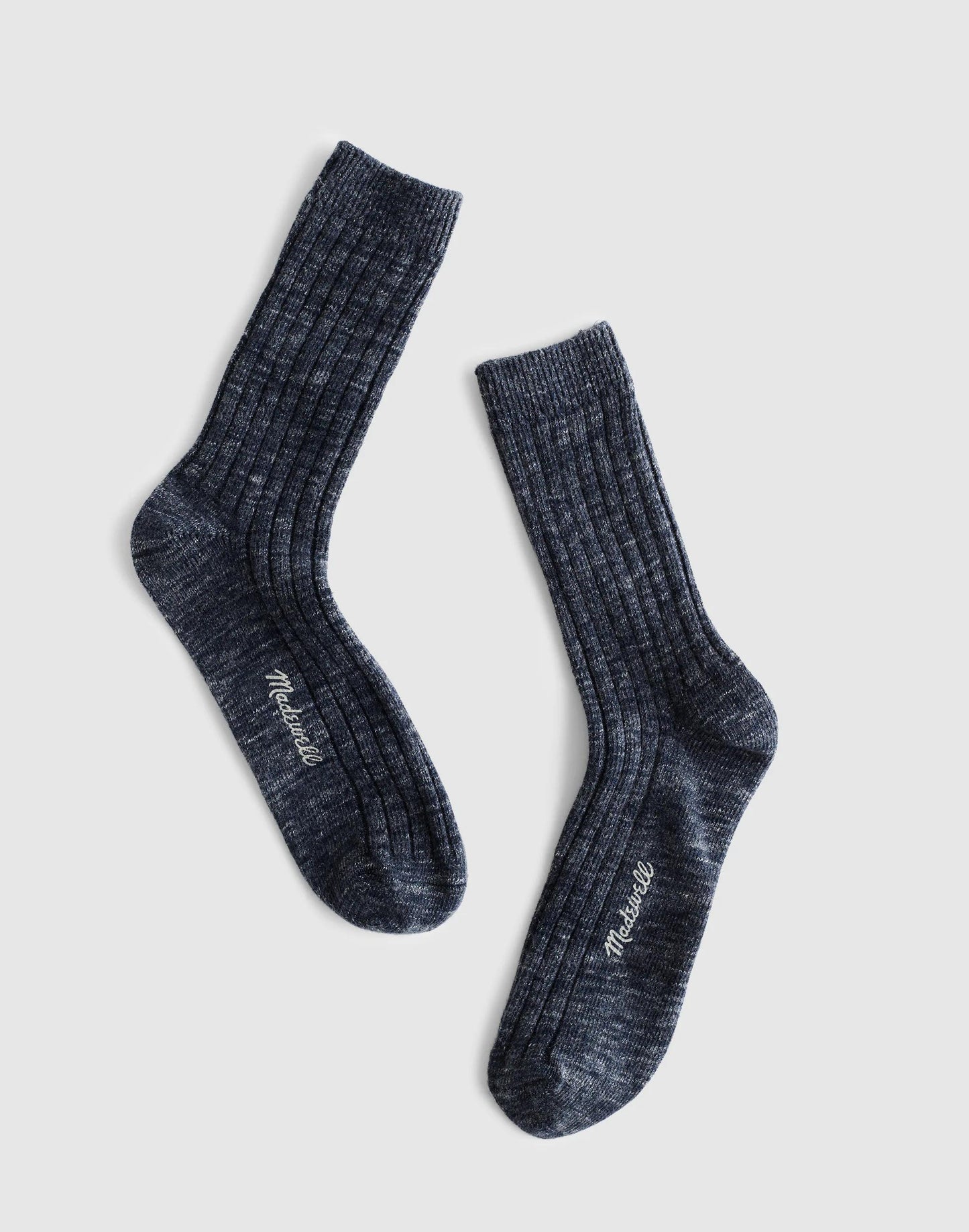 Madewell Ribbed Crew Socks in Cotton Navy Heather