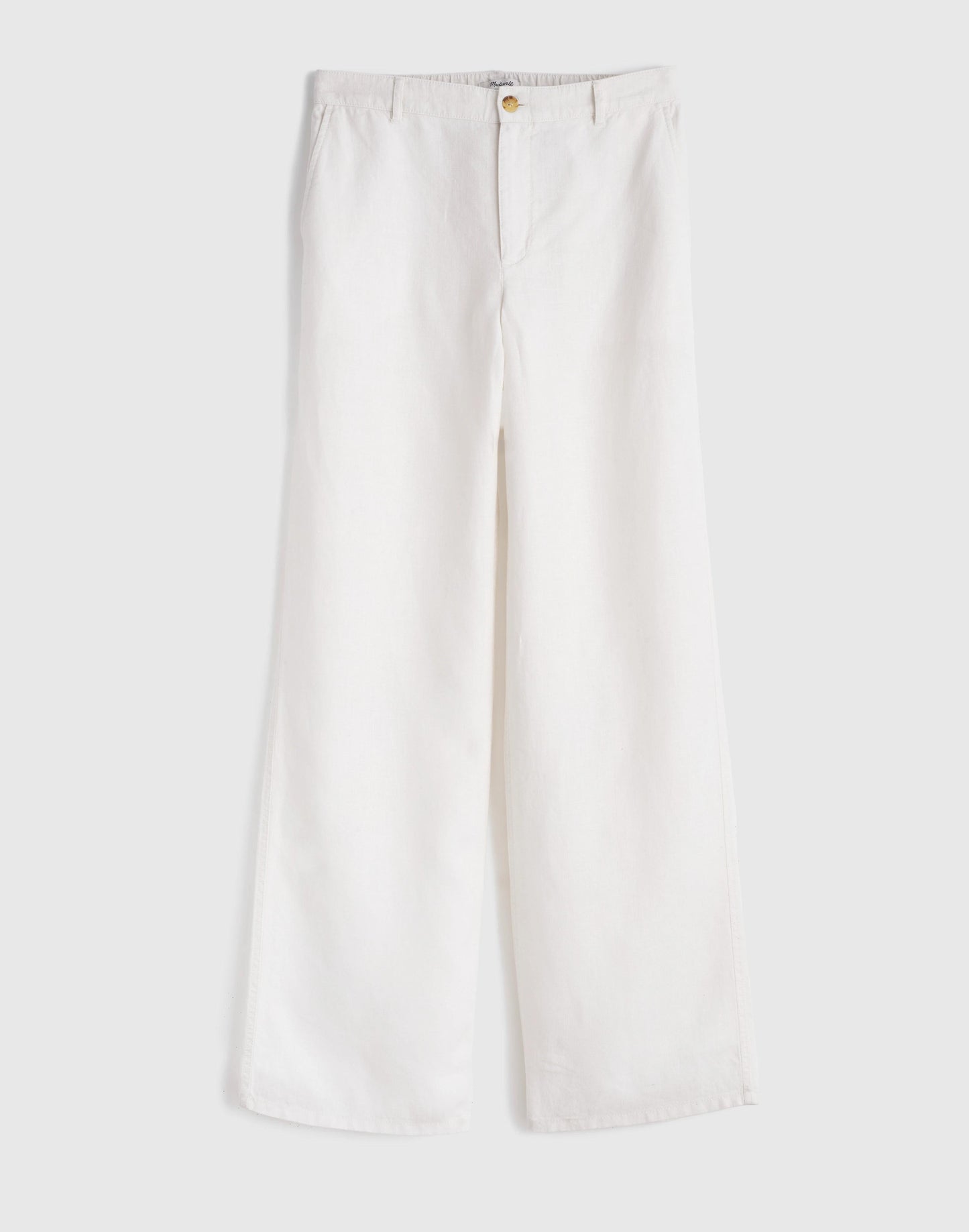 Madewell The Zoe Relaxed Straight Pant in 100% Linen Ivory Linen