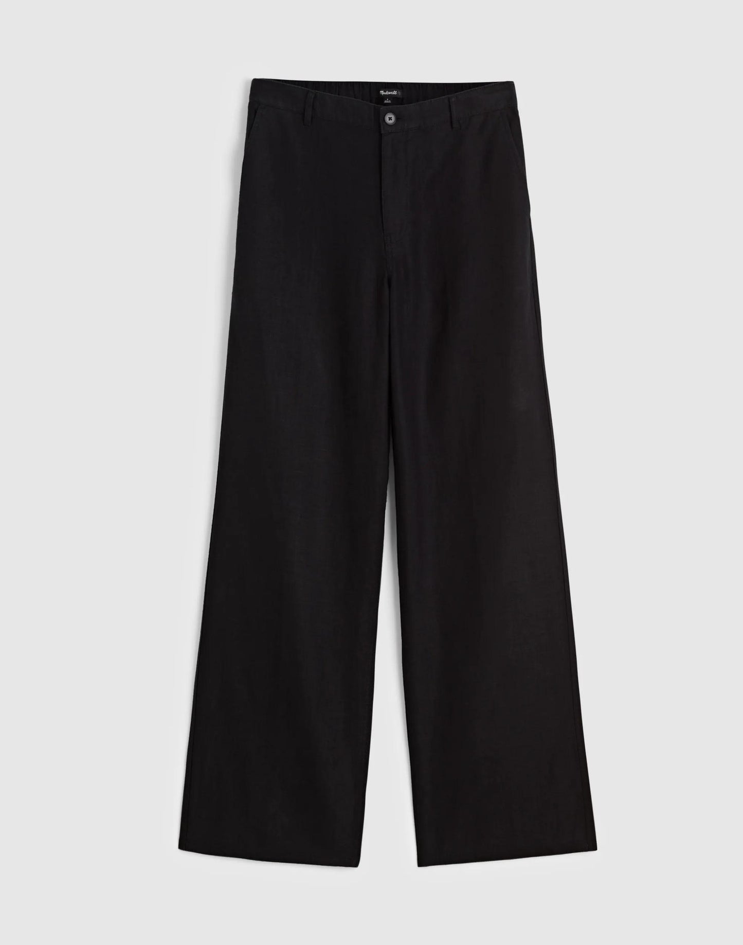 Madewell The Zoe Relaxed Straight Pant in 100% Linen Jet Black