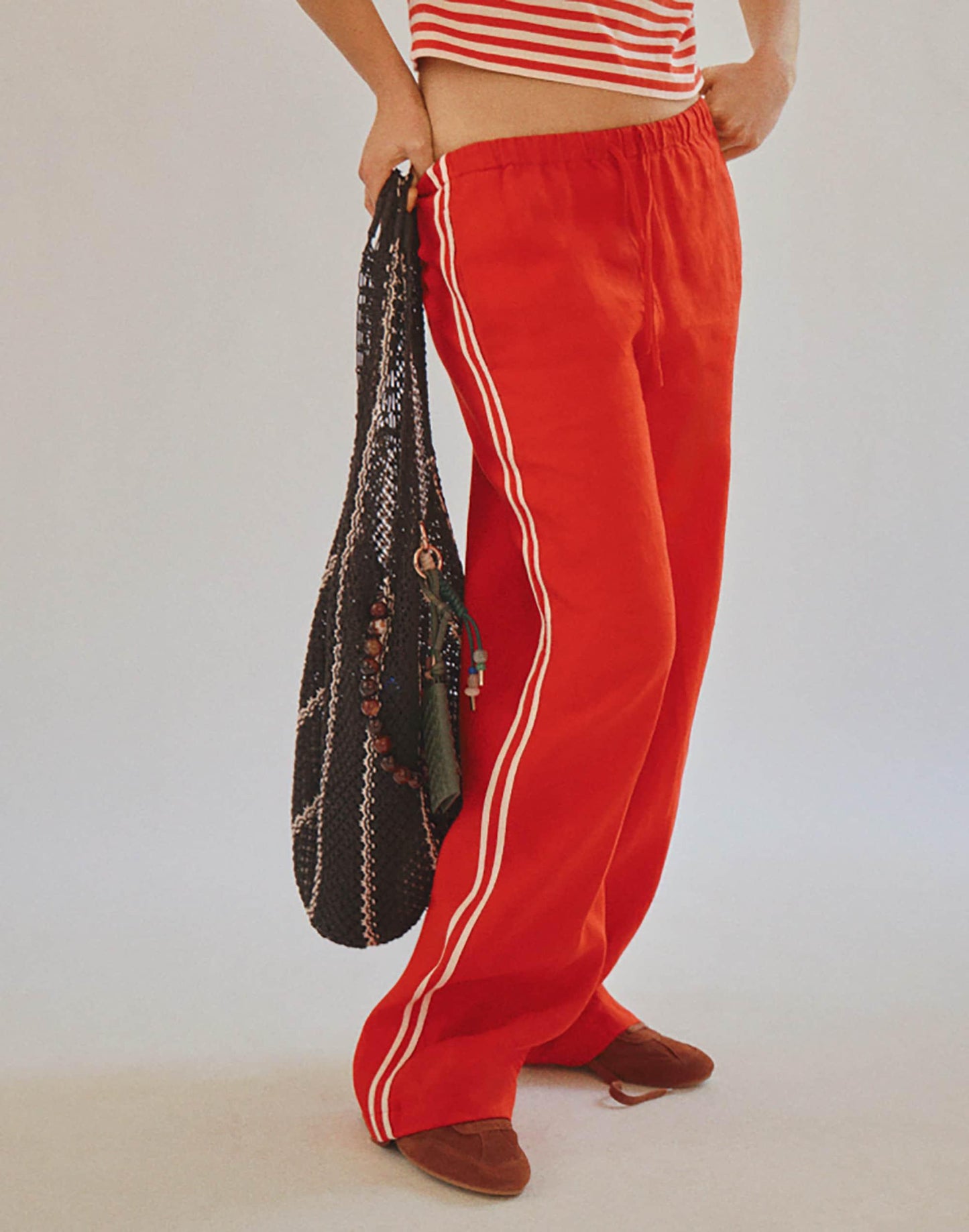 Madewell Pull-On Pants in 100% Linen Wild Poppy