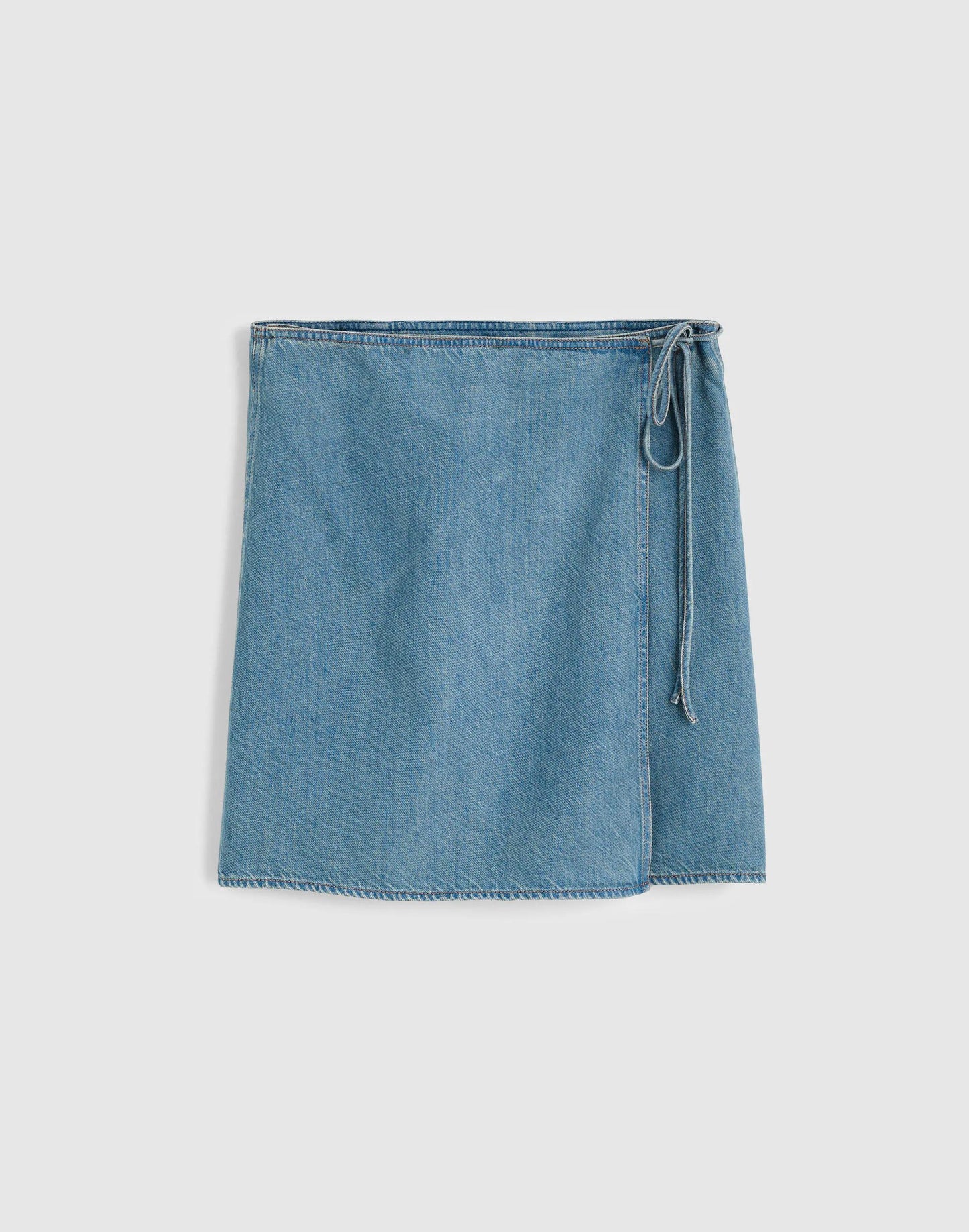 Madewell Airy Denim Wrap Mini Skirt Lido Wash