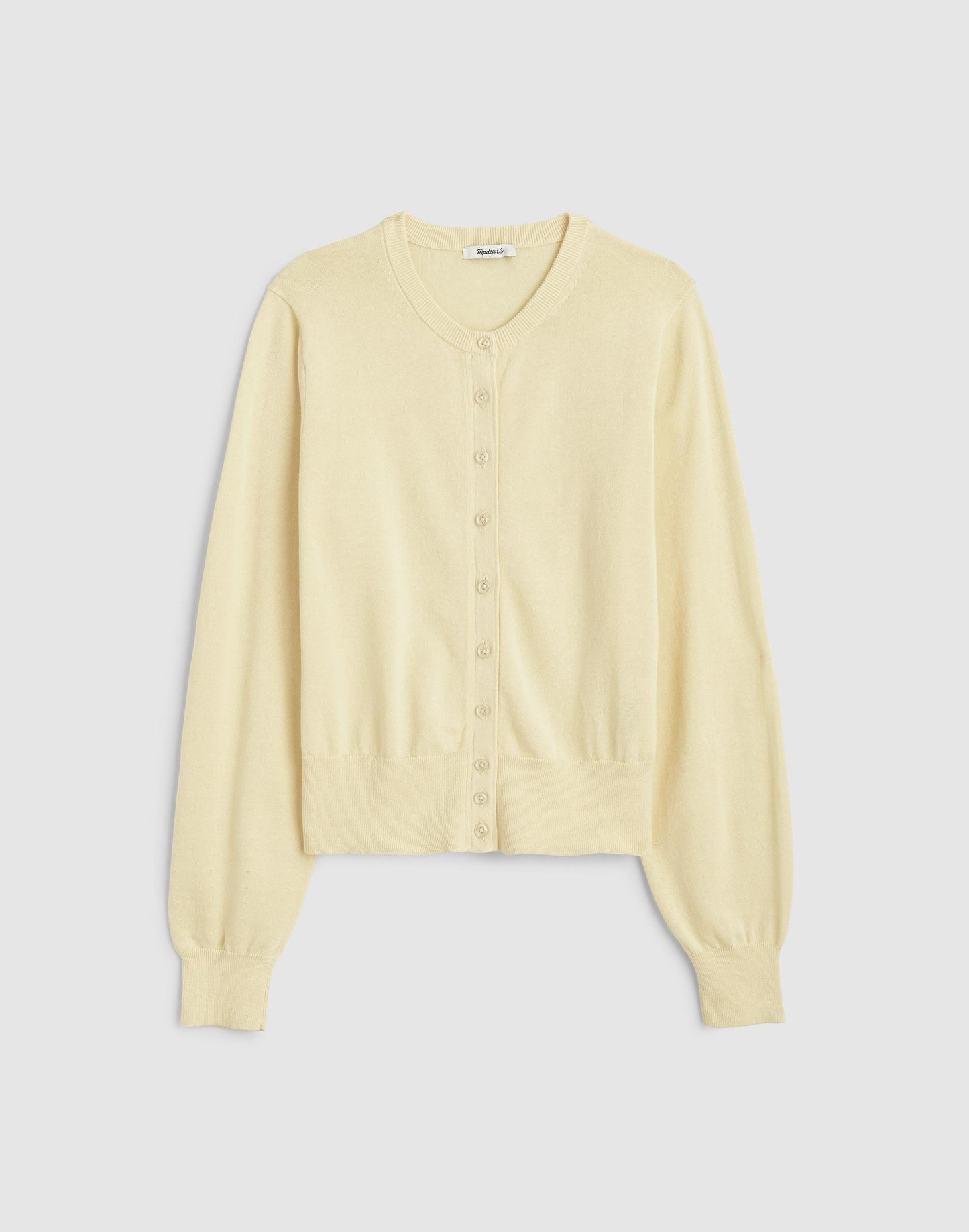Madewell Button-Front Cardigan in 100% Cotton Candlelight