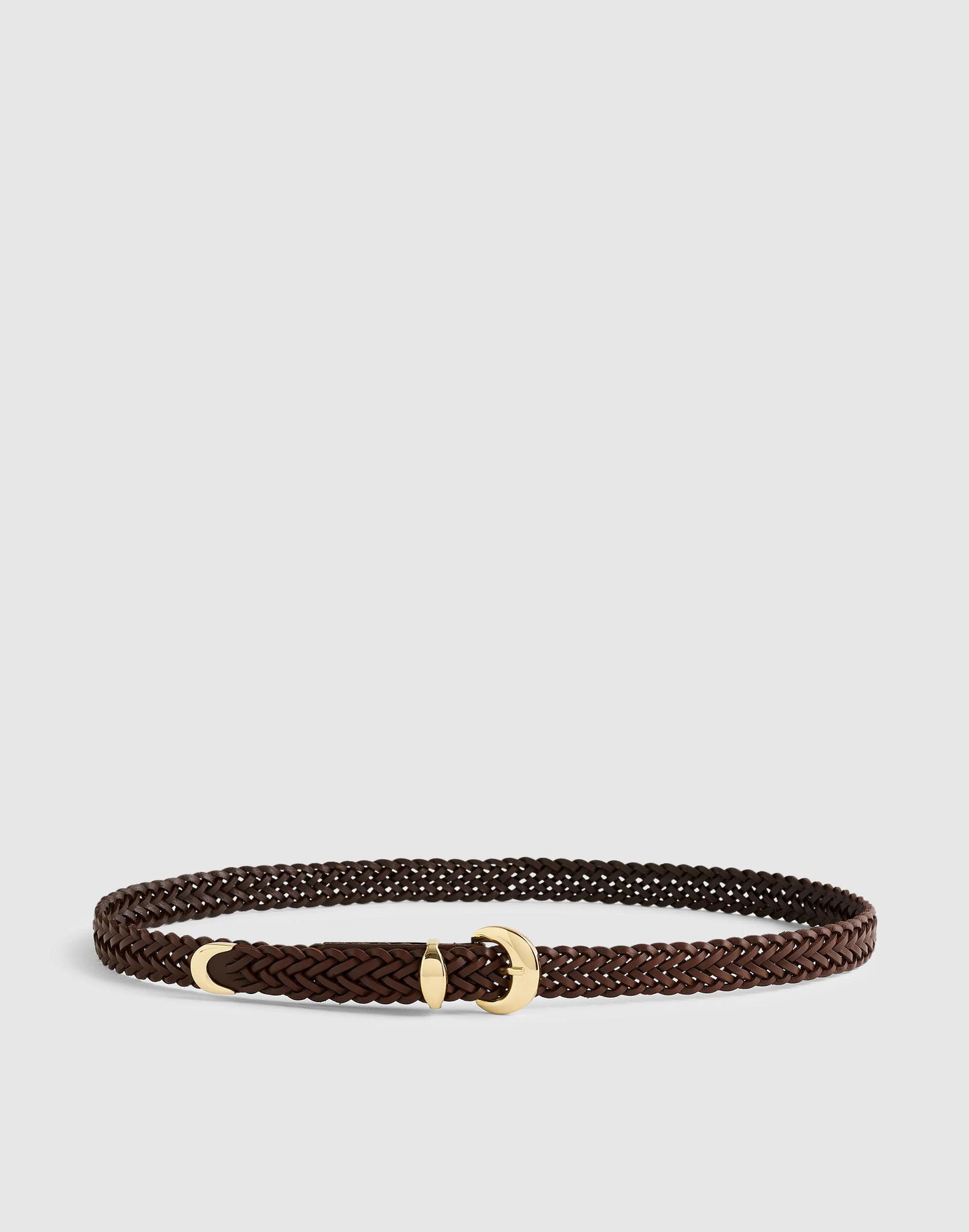Madewell Madewell x Shopbop Domed-Buckle Belt in Woven Leather Chocolate Raisin