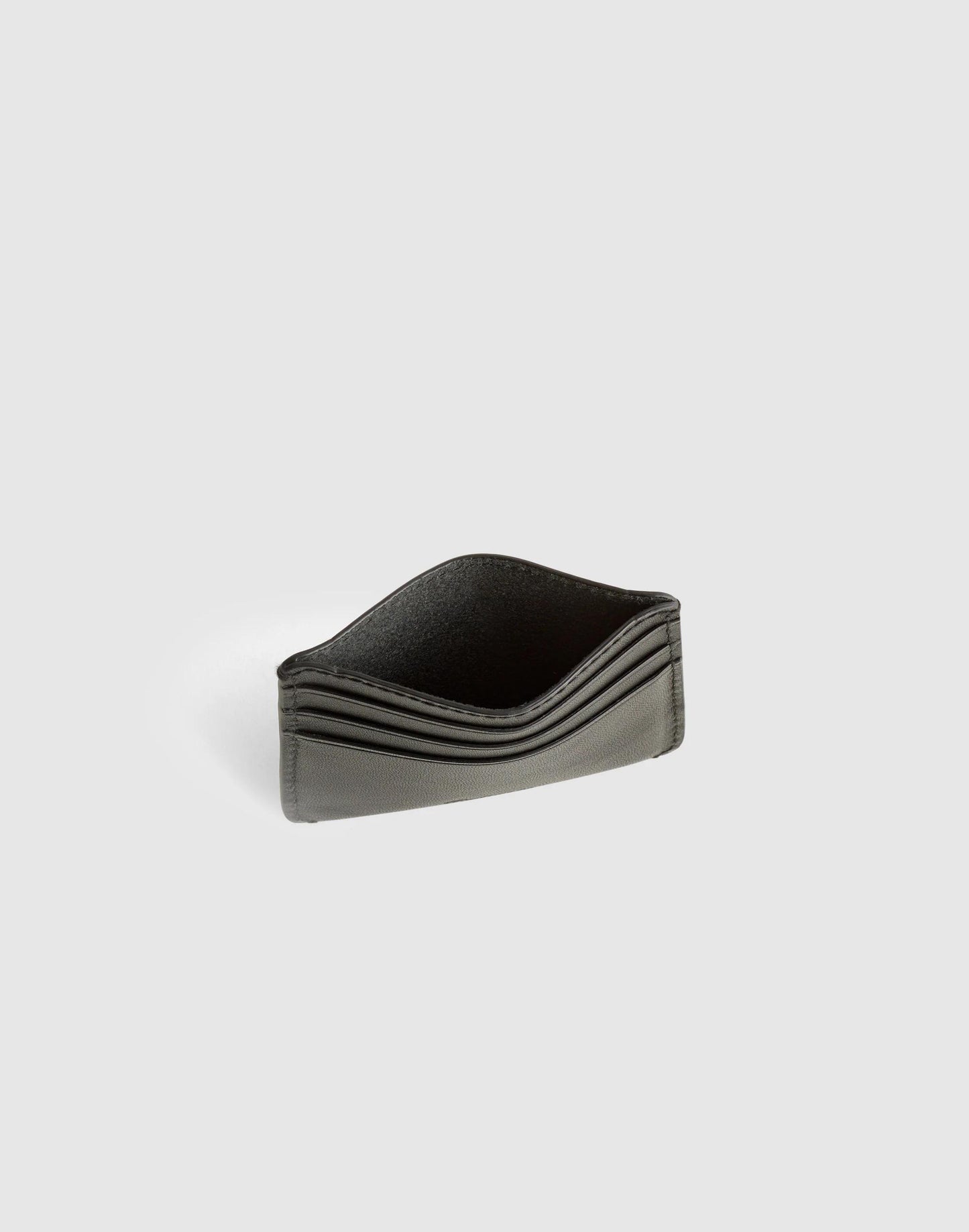 Madewell Curved Card Case in Leather True Black