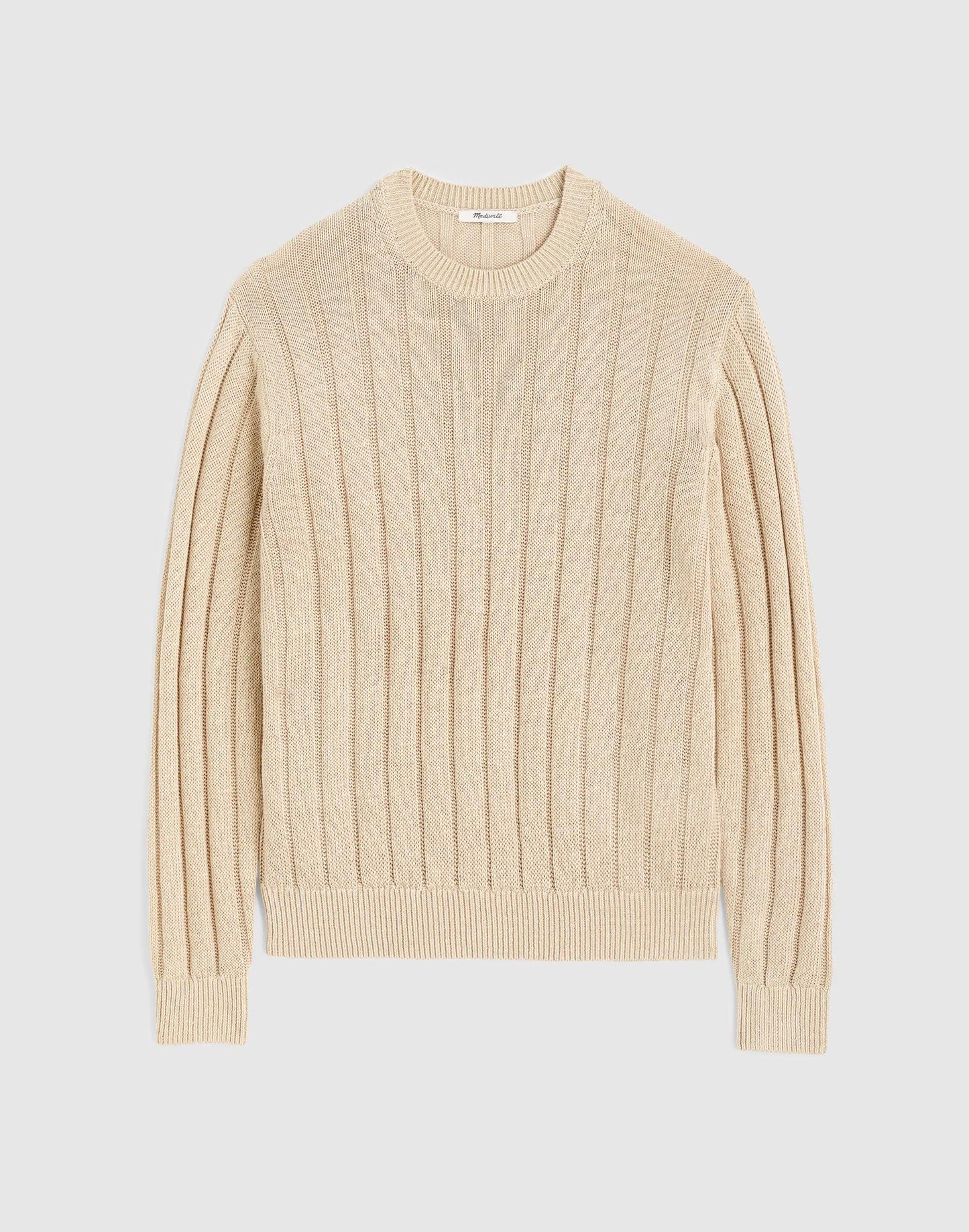 Madewell Crewneck Sweater in DuneRib Linen Natural