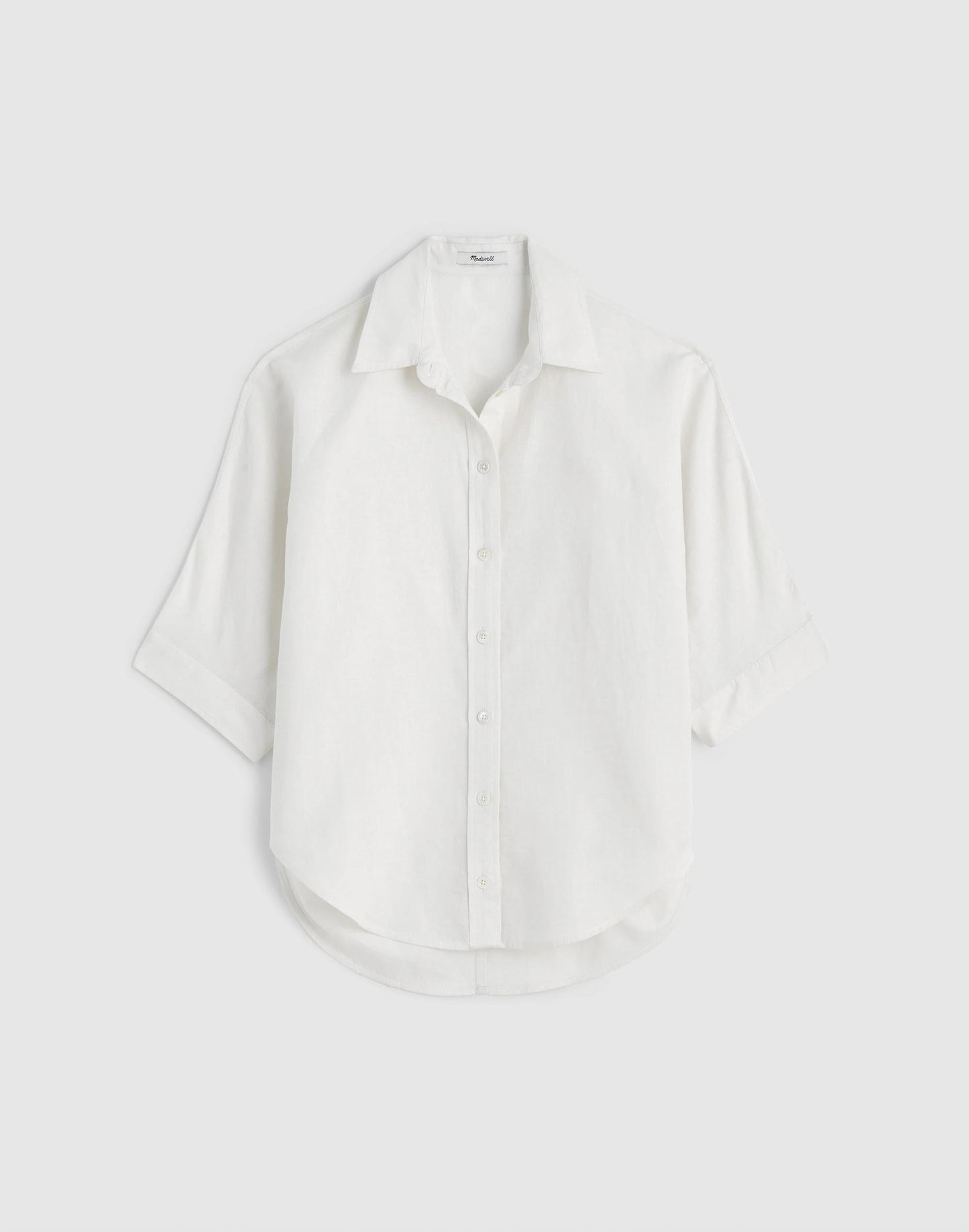 Madewell Relaxed Pleat-Sleeve Button-Up Shirt in Cotton-Linen Blend Ivory Linen