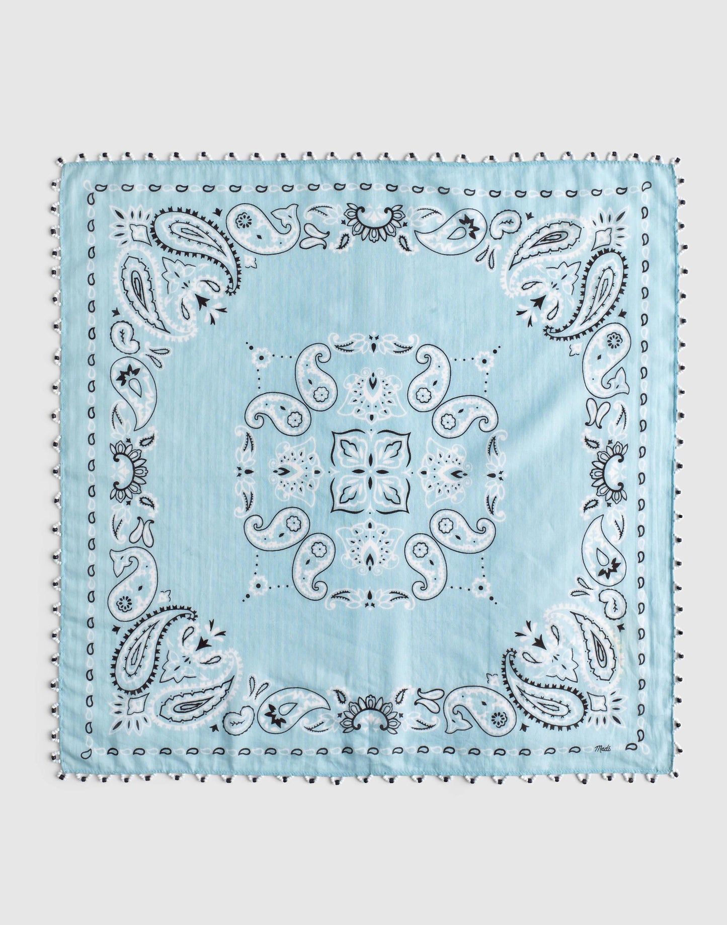 Madewell Beaded Bandana in Cotton Blend Frosted Sky