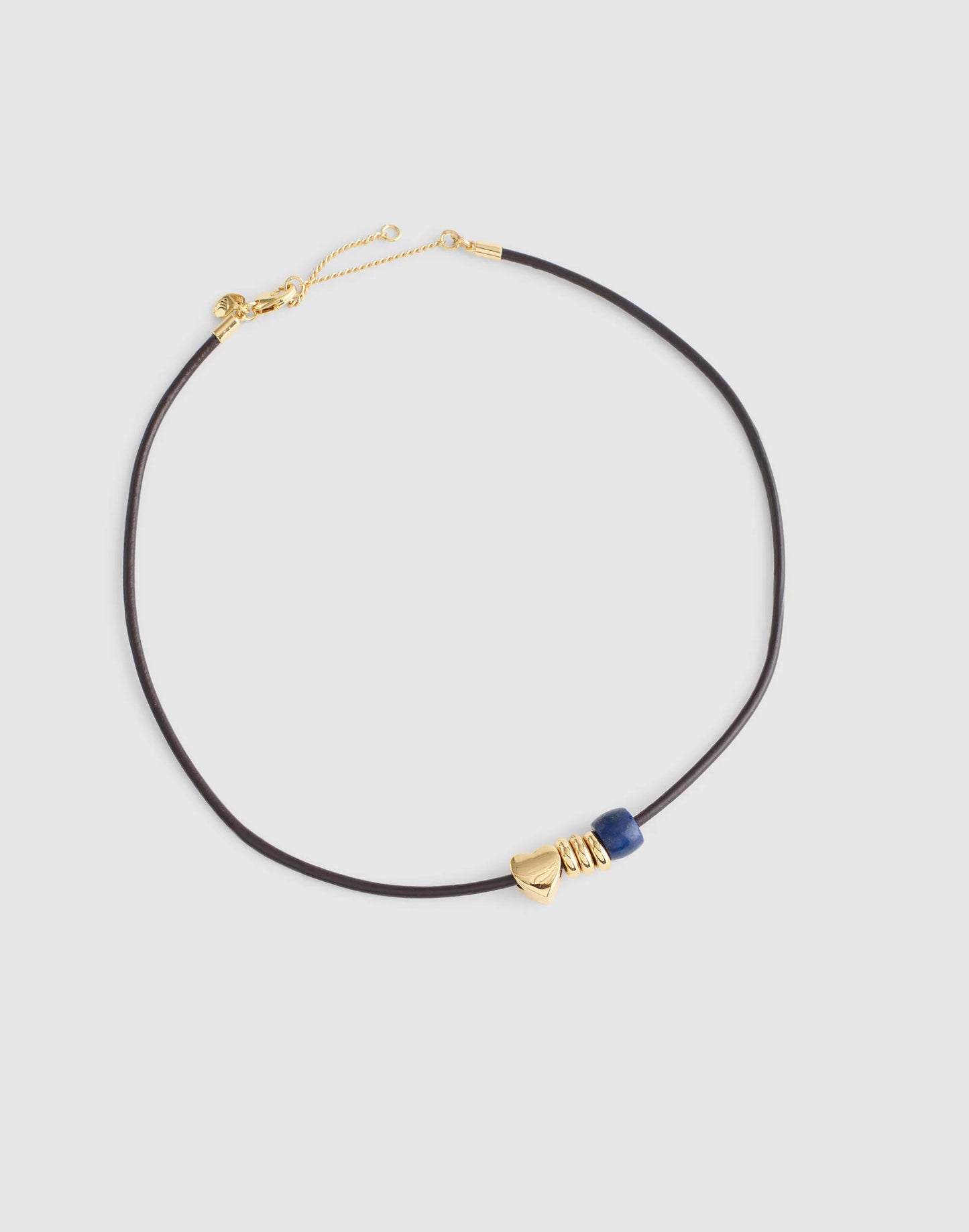 Madewell Semiprecious Charm Leather Choker Necklace Dark Carob