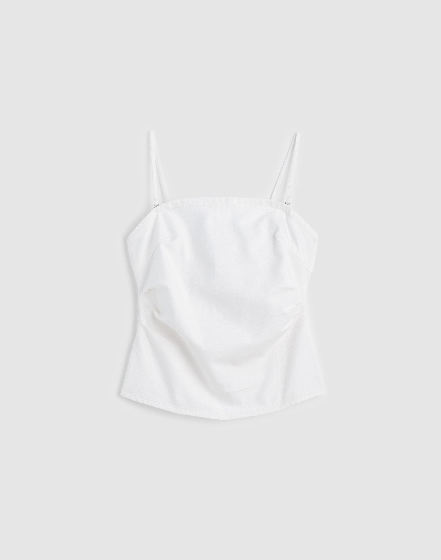 Madewell Airy Denim Ruched Squareneck Tank Tile White