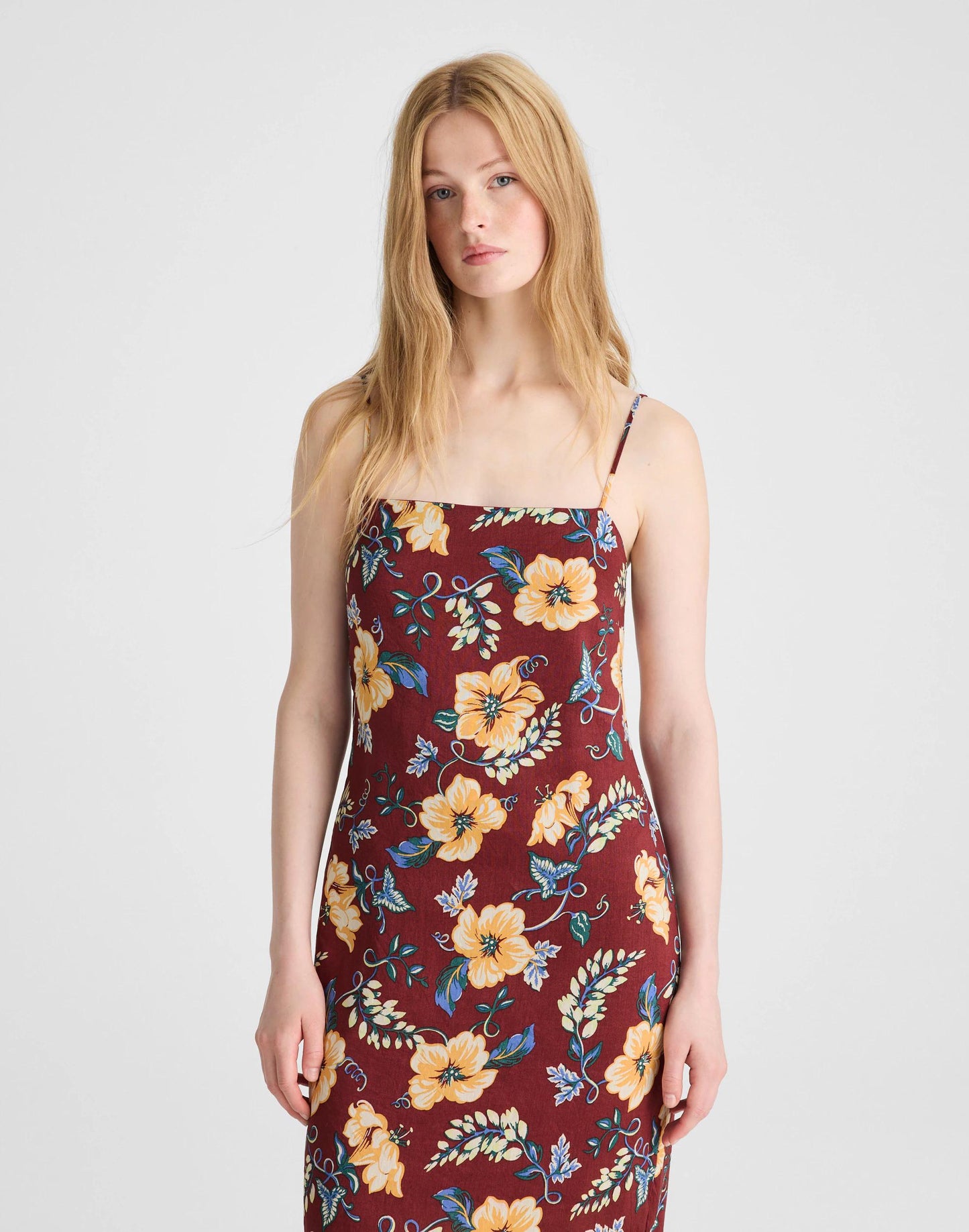 Madewell Squareneck Sleeveless Maxi Dress Dusty Merlot