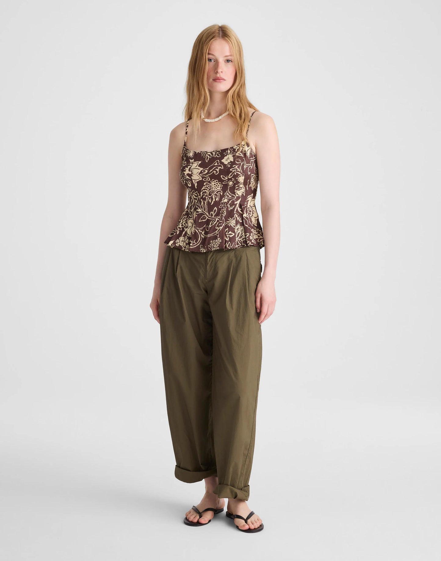 Madewell Darted Peplum Cami Top Dark Brown