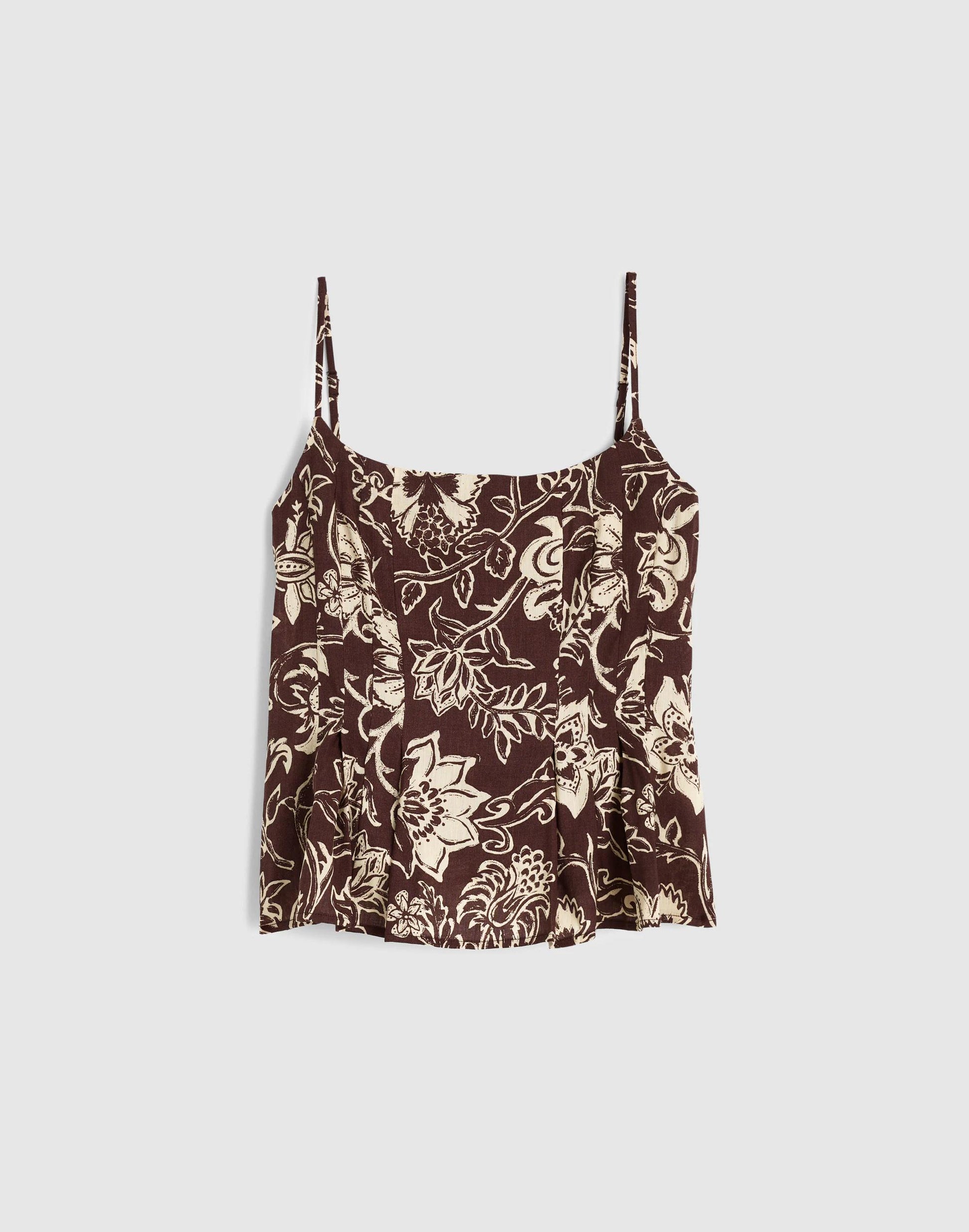 Madewell Darted Peplum Cami Top Dark Brown