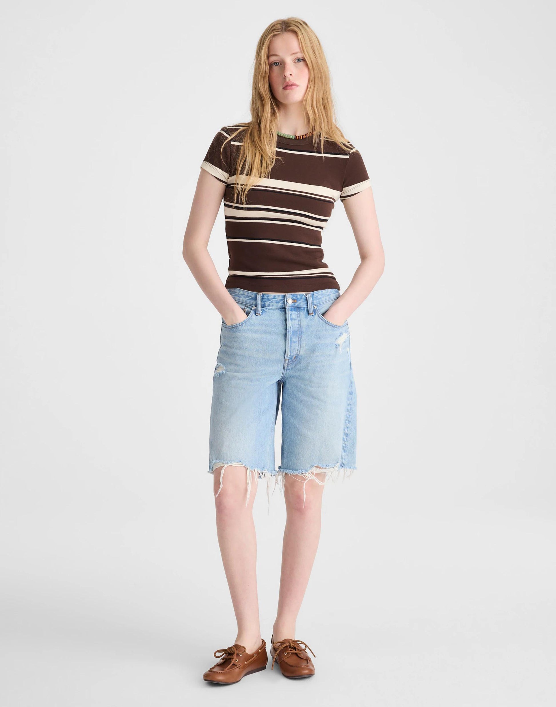 Madewell The '90s Crewneck Tee in Compact Cotton Dark Brown