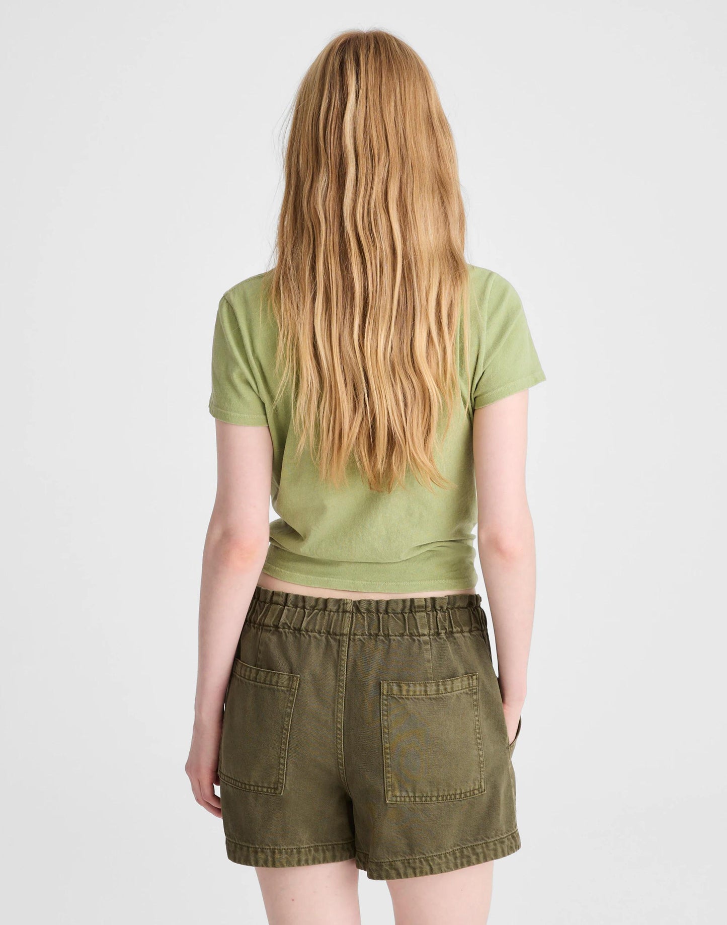 Madewell Pull-On Utility Shorts in Airy Denim Faded Ivy