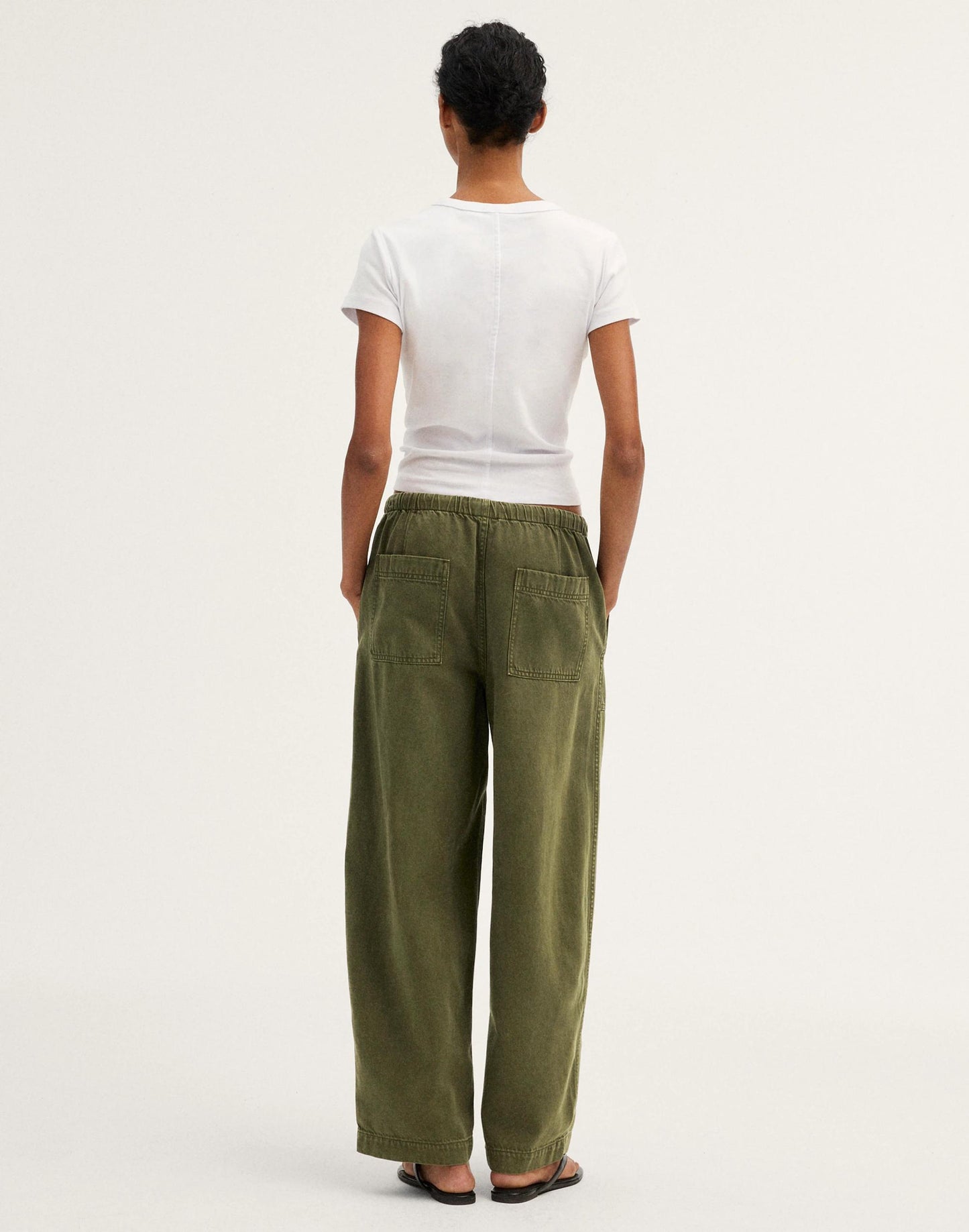 Madewell Pull-On Barrel-Leg Utility Pants in Airy Denim Faded Ivy