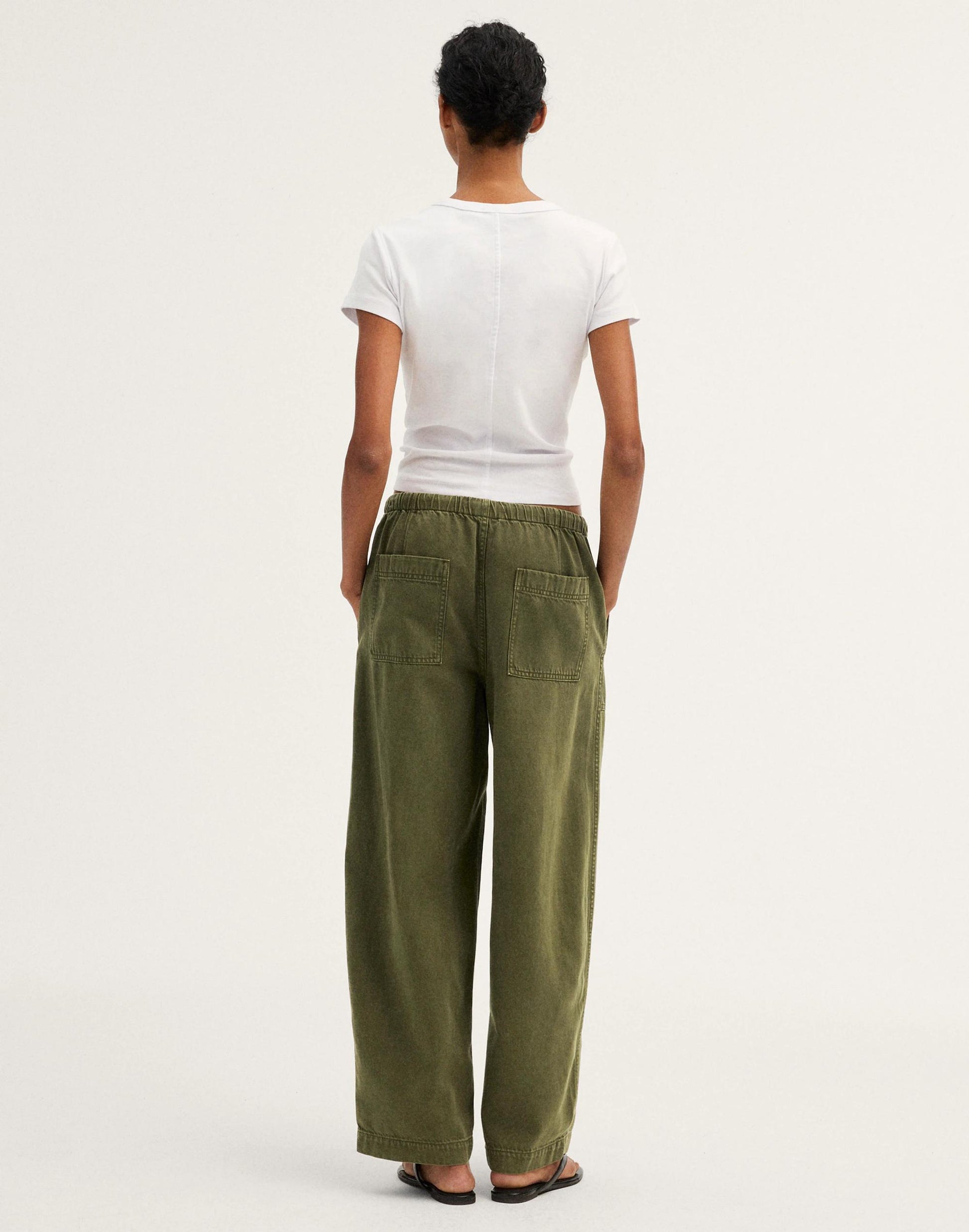 Madewell Pull-On Barrel-Leg Utility Pants in Airy Denim Faded Ivy