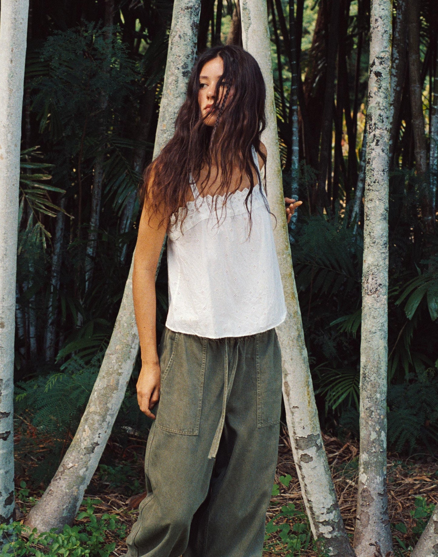 Madewell Pull-On Barrel-Leg Utility Pants in Airy Denim Faded Ivy
