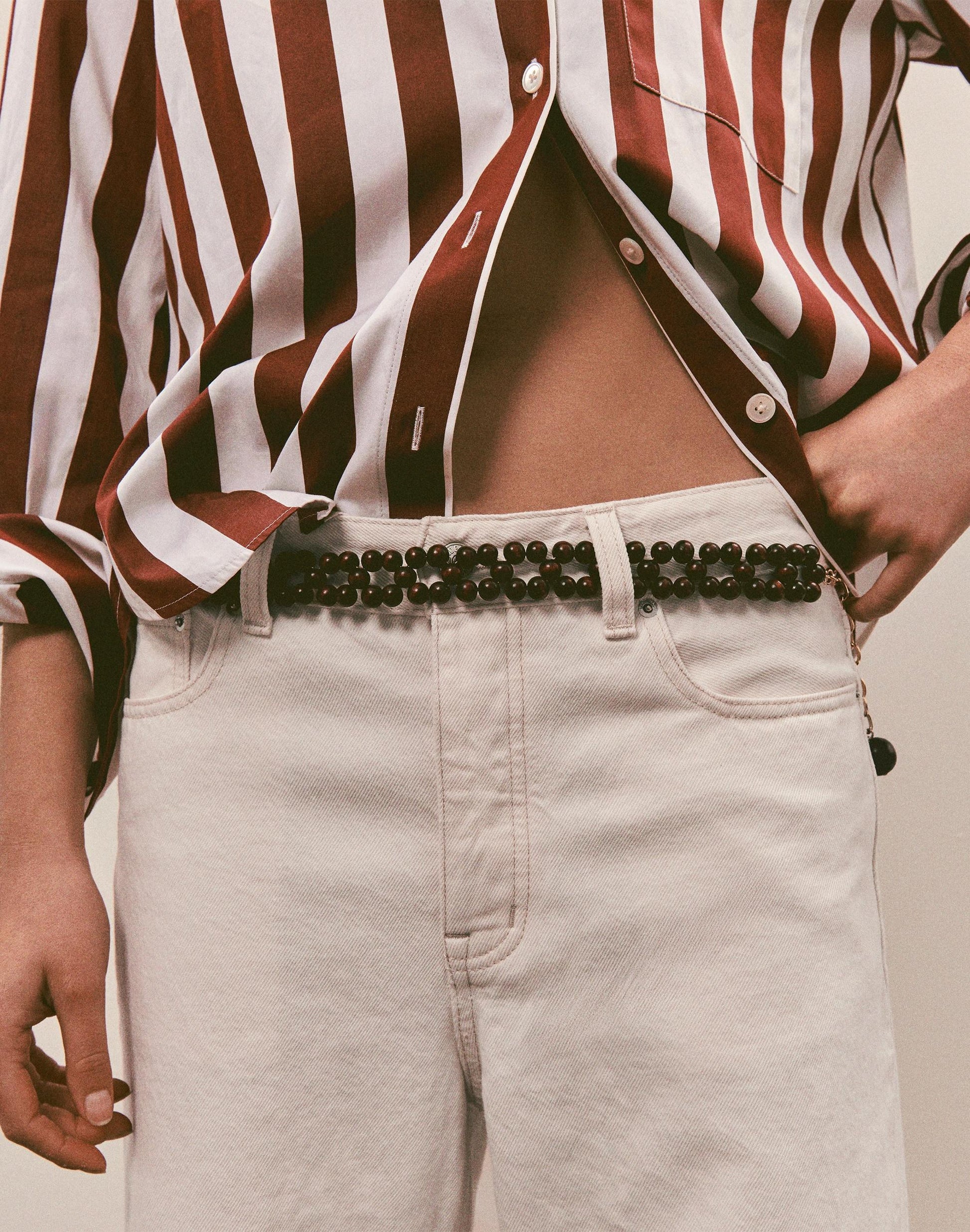 Madewell Wooden Bead Belt Antique Gold