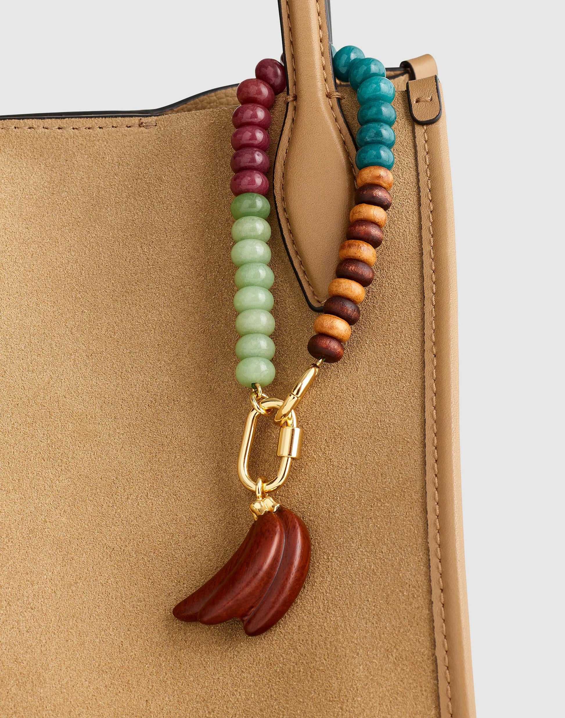 Madewell Wooden Banana Beaded Bag Charm Antique Gold