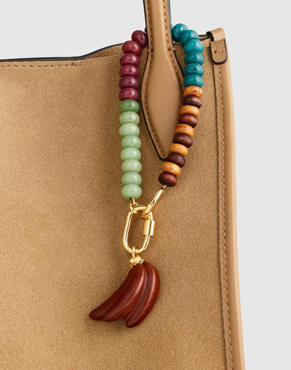 Madewell Wooden Banana Beaded Bag Charm Antique Gold