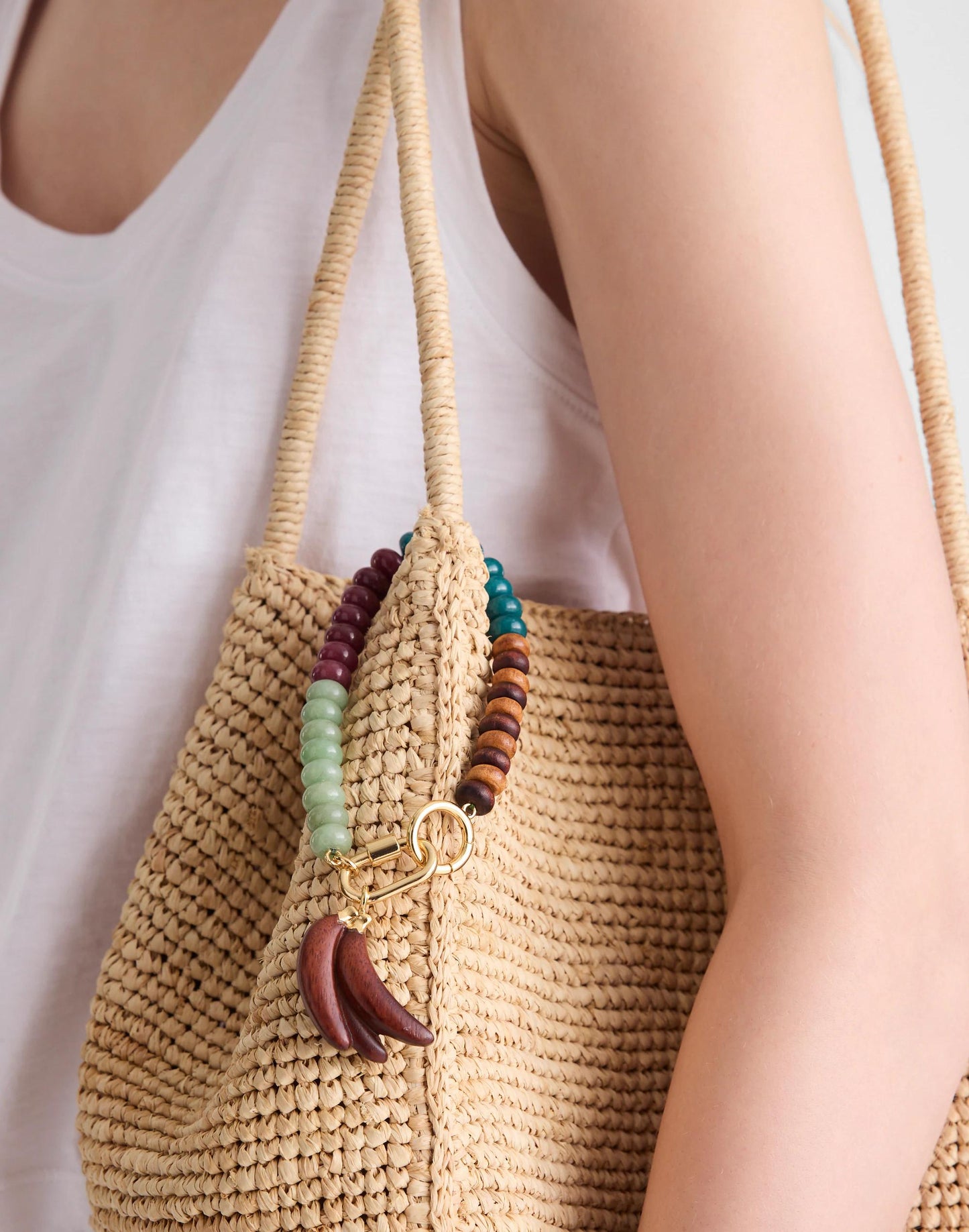 Madewell Wooden Banana Beaded Bag Charm Antique Gold