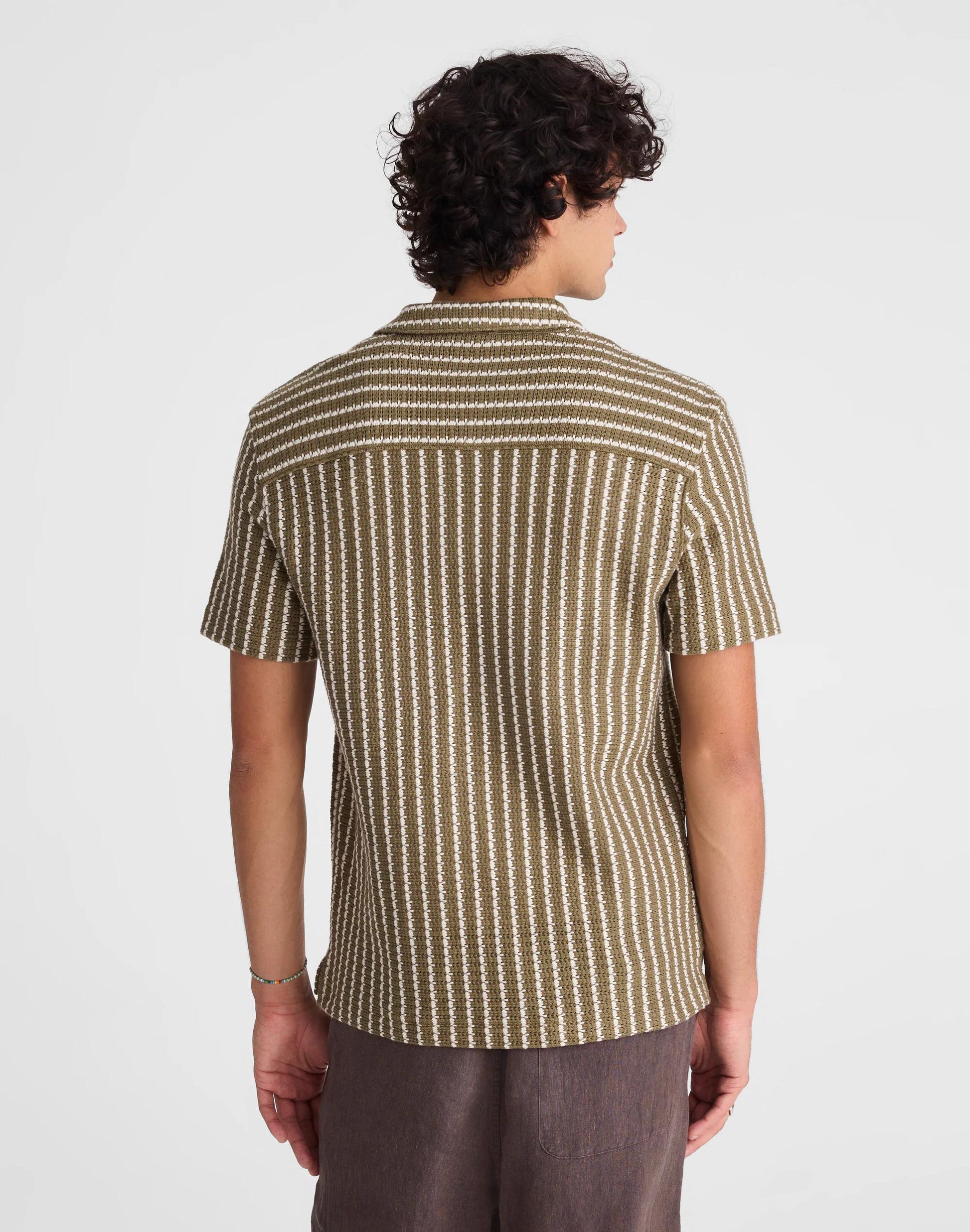 Madewell Textured-Knit Short-Sleeve Shirt Olive