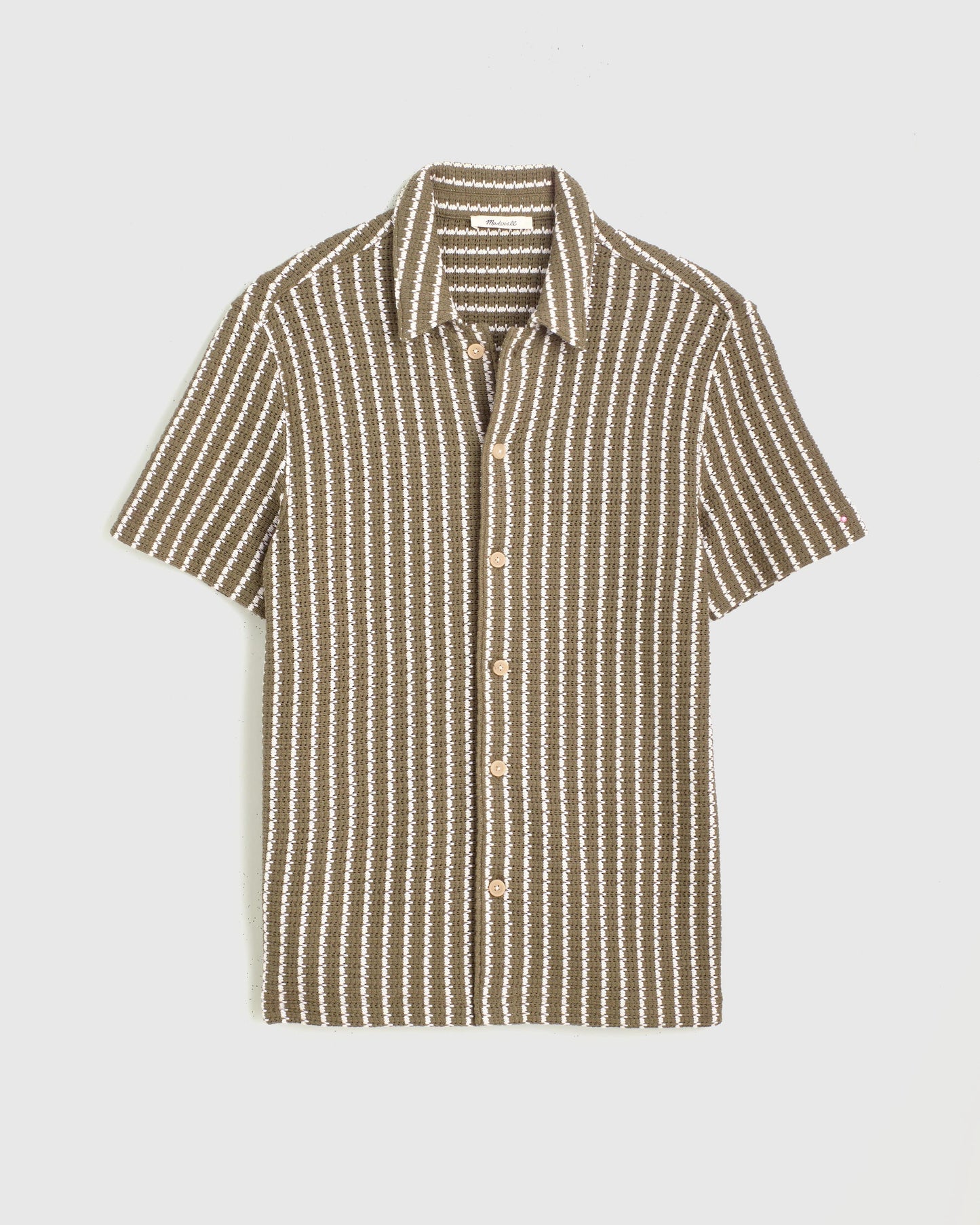 Madewell Textured-Knit Short-Sleeve Shirt Olive