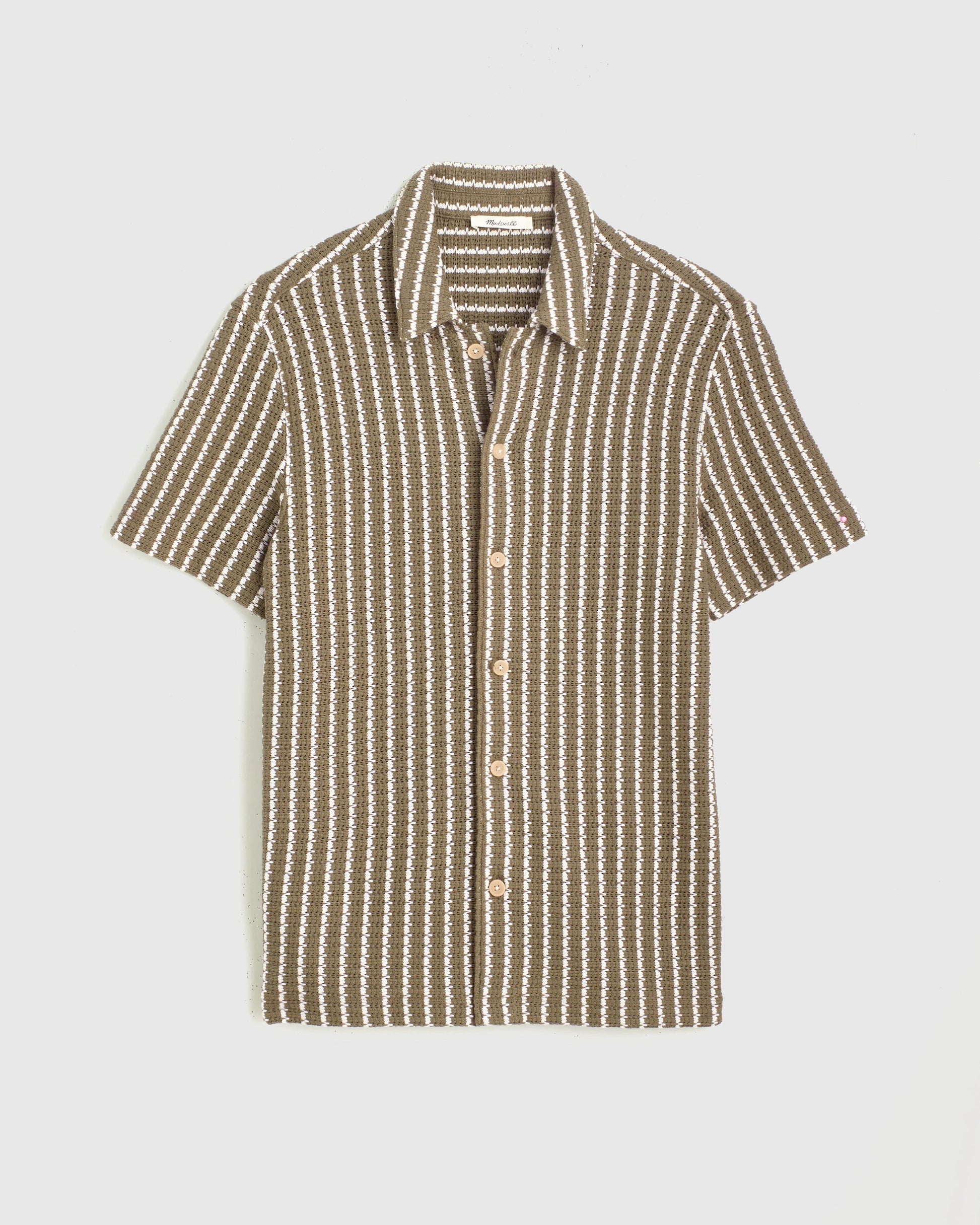 Madewell Textured-Knit Short-Sleeve Shirt Olive