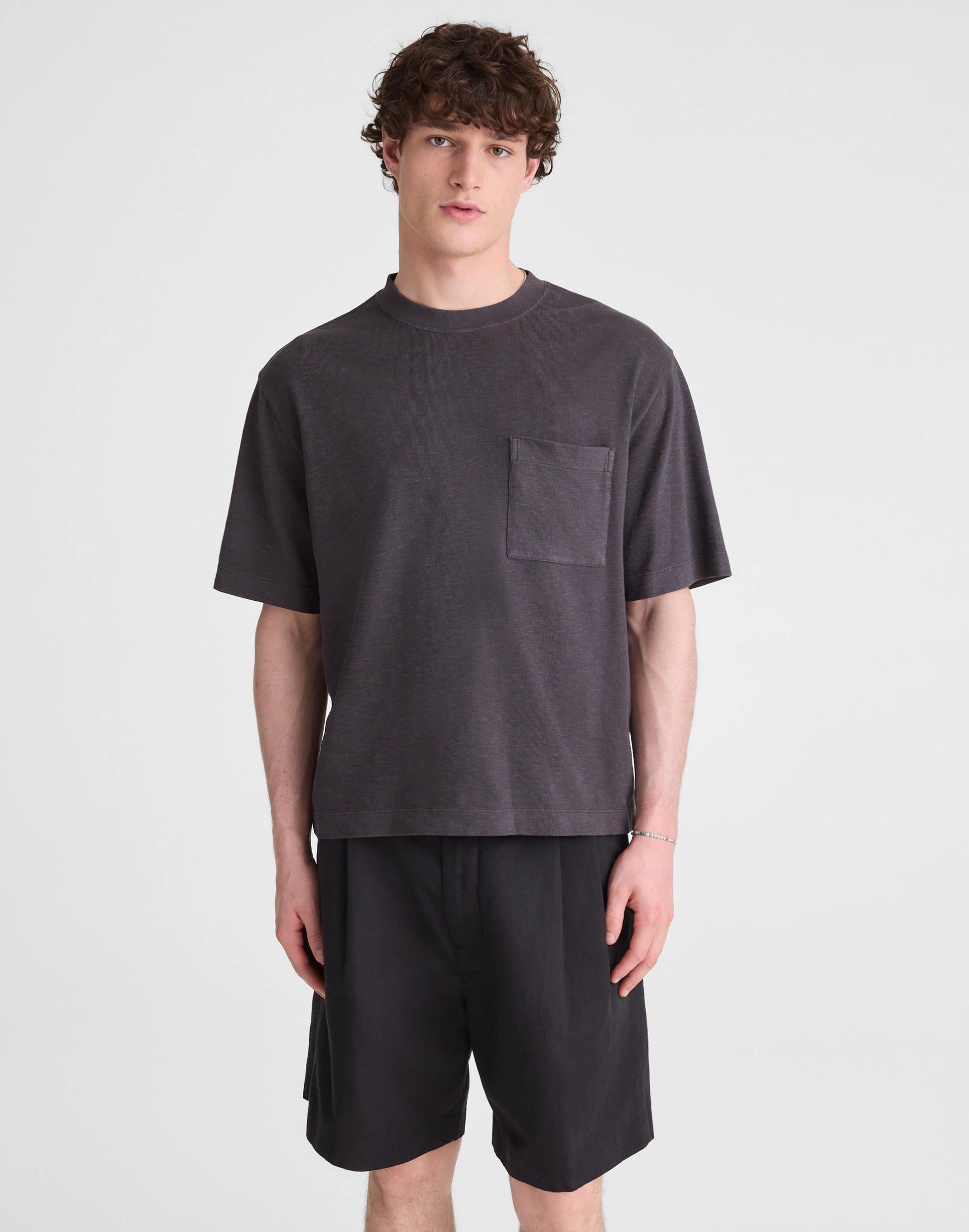 Madewell Double-Pleated Shorts in Meridian Linen Blend Black