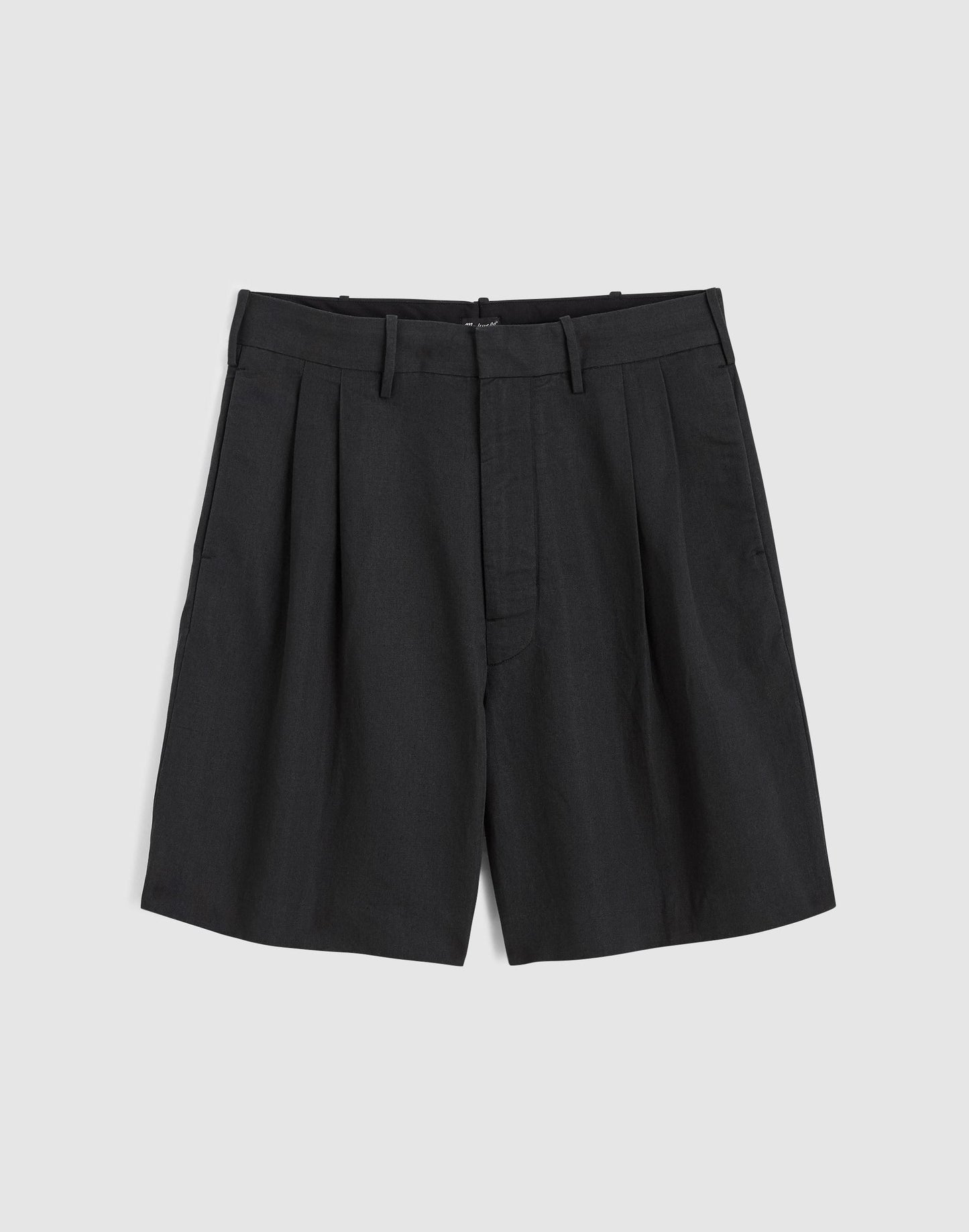 Madewell Double-Pleated Shorts in Meridian Linen Blend Black