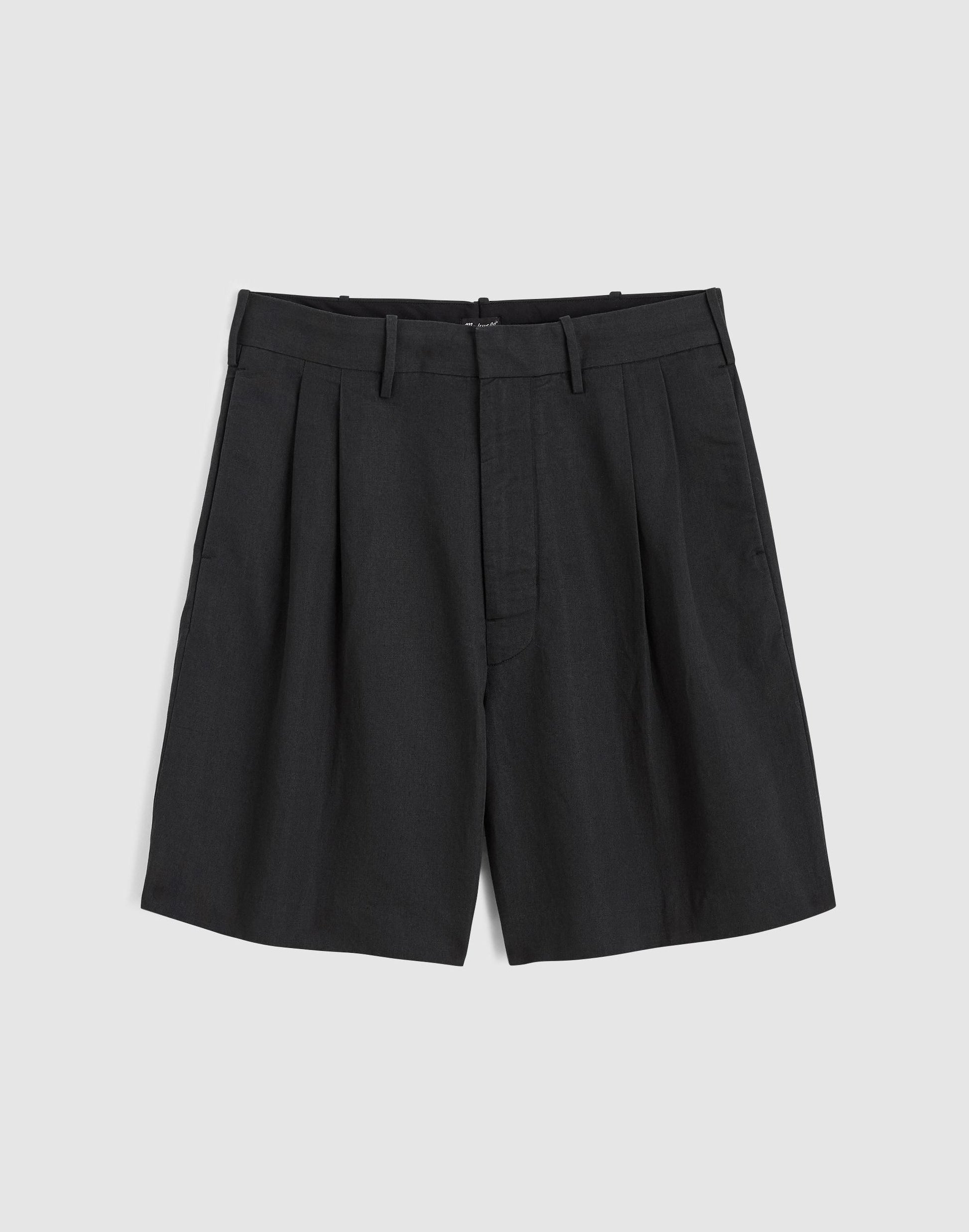 Madewell Double-Pleated Shorts in Meridian Linen Blend Black