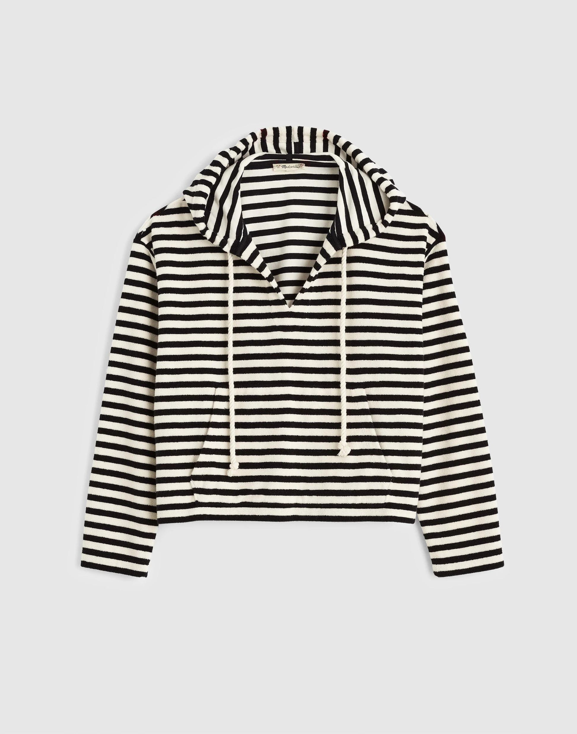Madewell Drawstring Hoodie in Terry Black Ivory