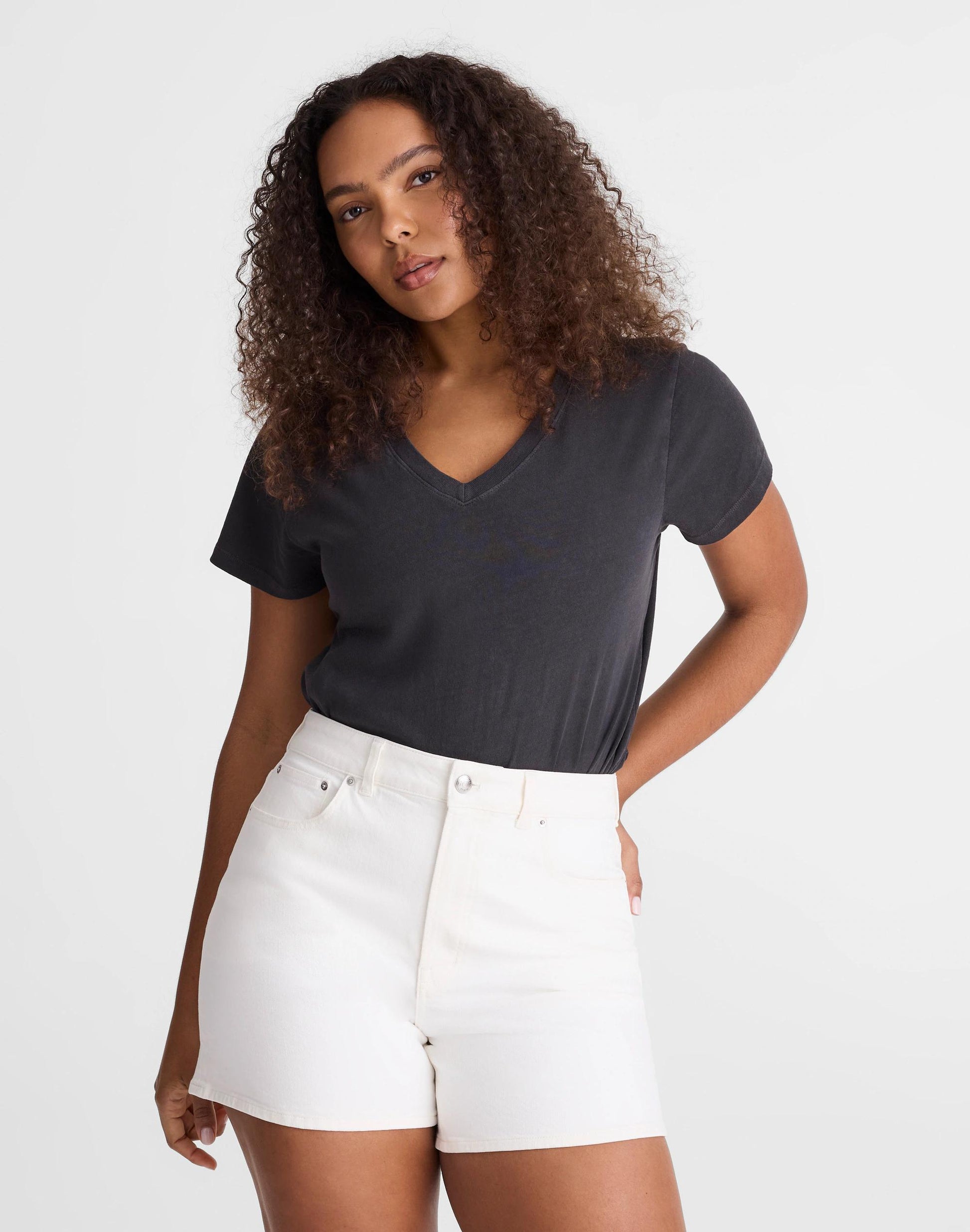 Madewell The Curvy Perfect Vintage Mid-Length Jean Short Tile White
