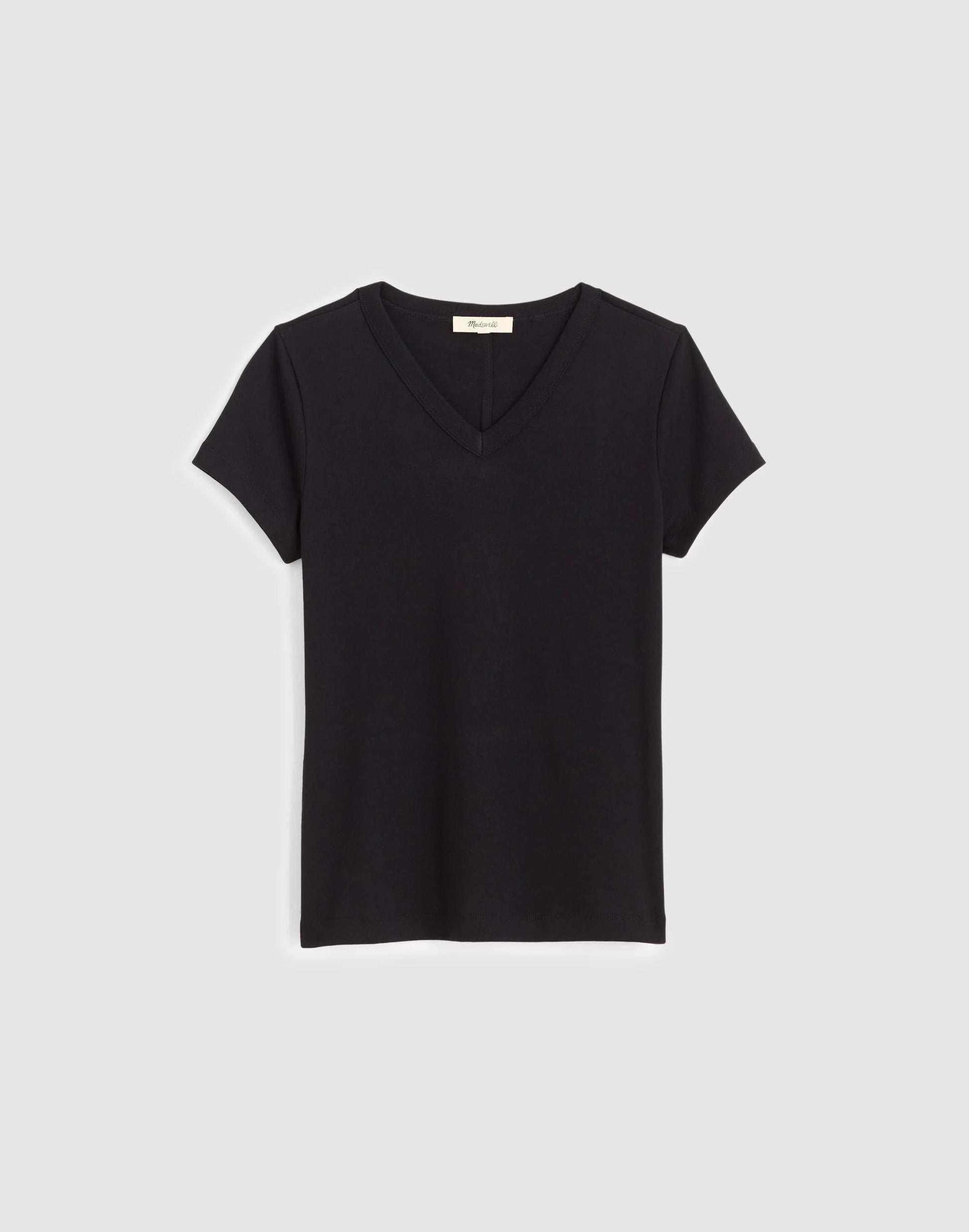 Madewell The '90s V-Neck Baby Tee in Compact Cotton Jet Black