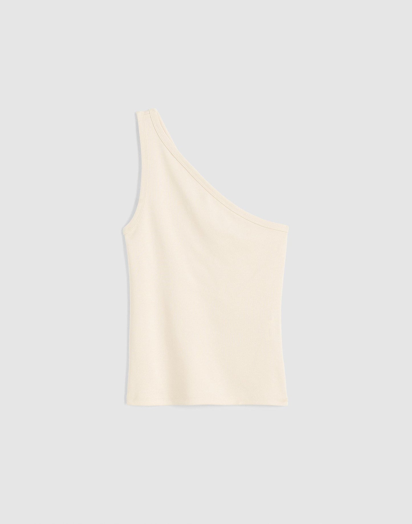 Madewell The '90s One-Shoulder Tank in Compact Cotton Vintage Ivory