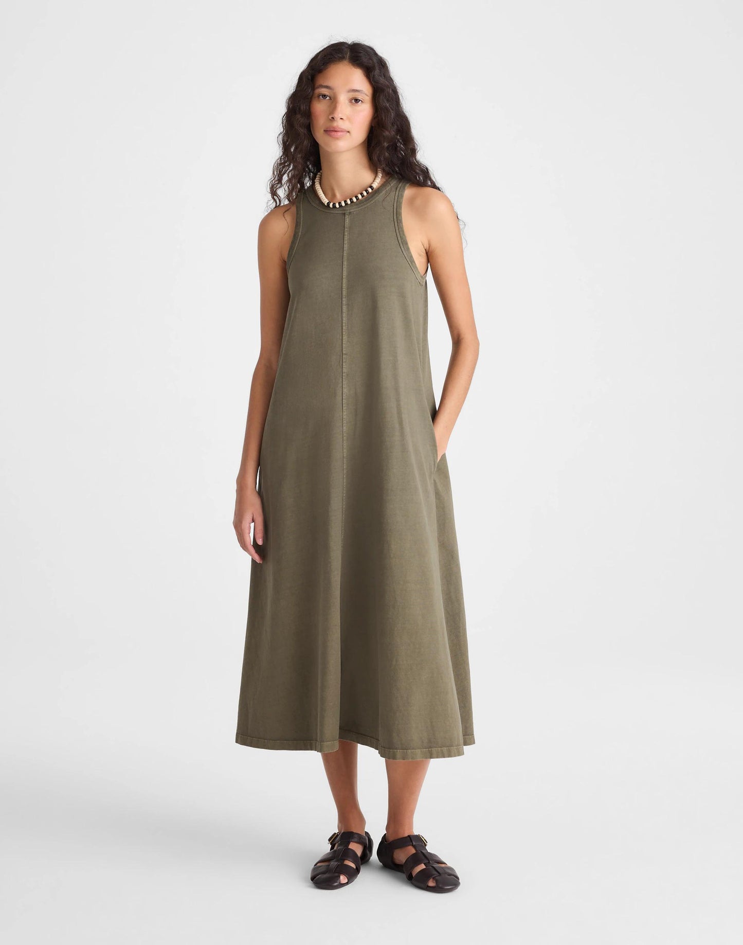 Madewell Seamed Tank Maxi Dress in Allday Jersey Faded Ivy
