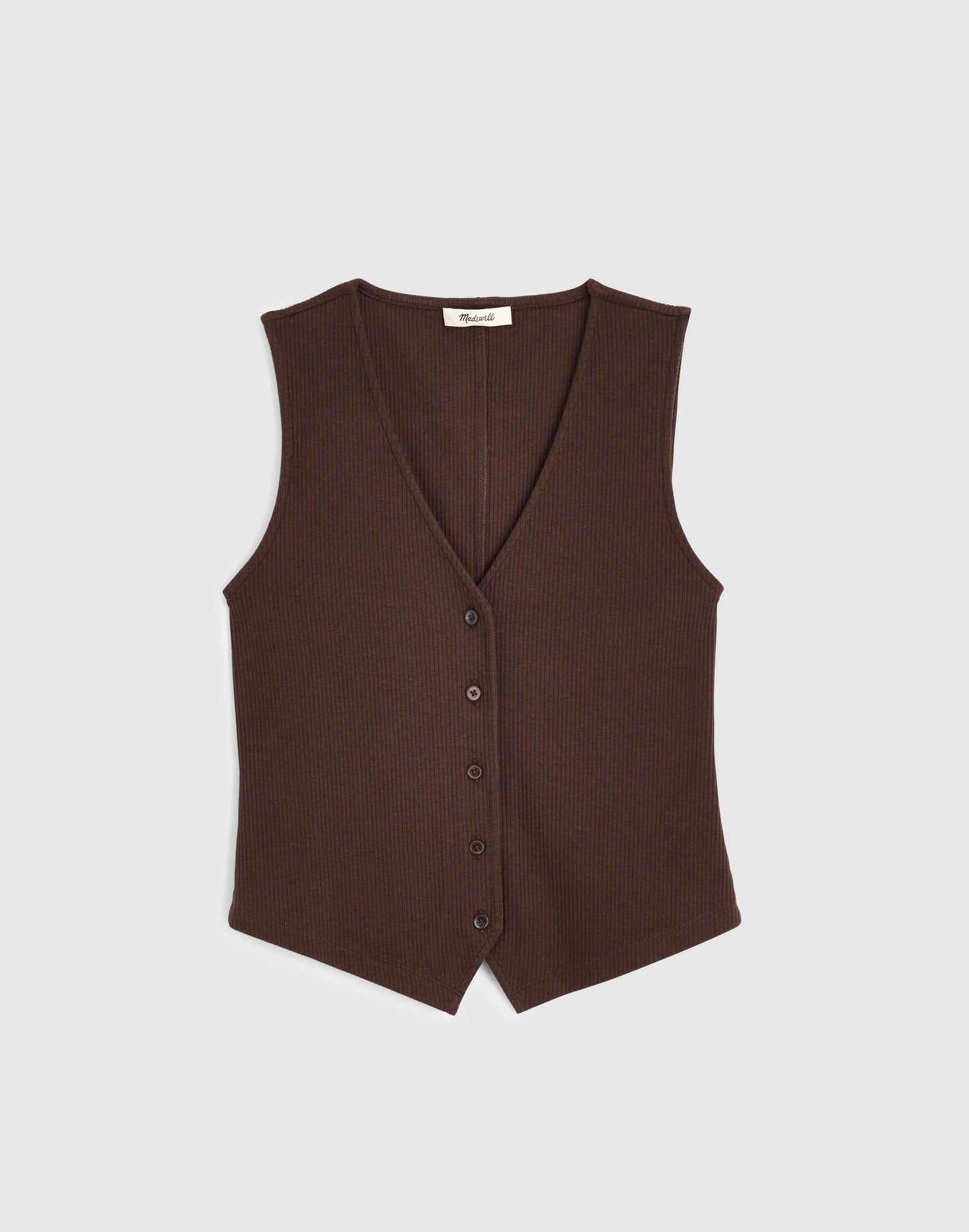 Madewell Ribbed V-Neck Vest Dark Brown
