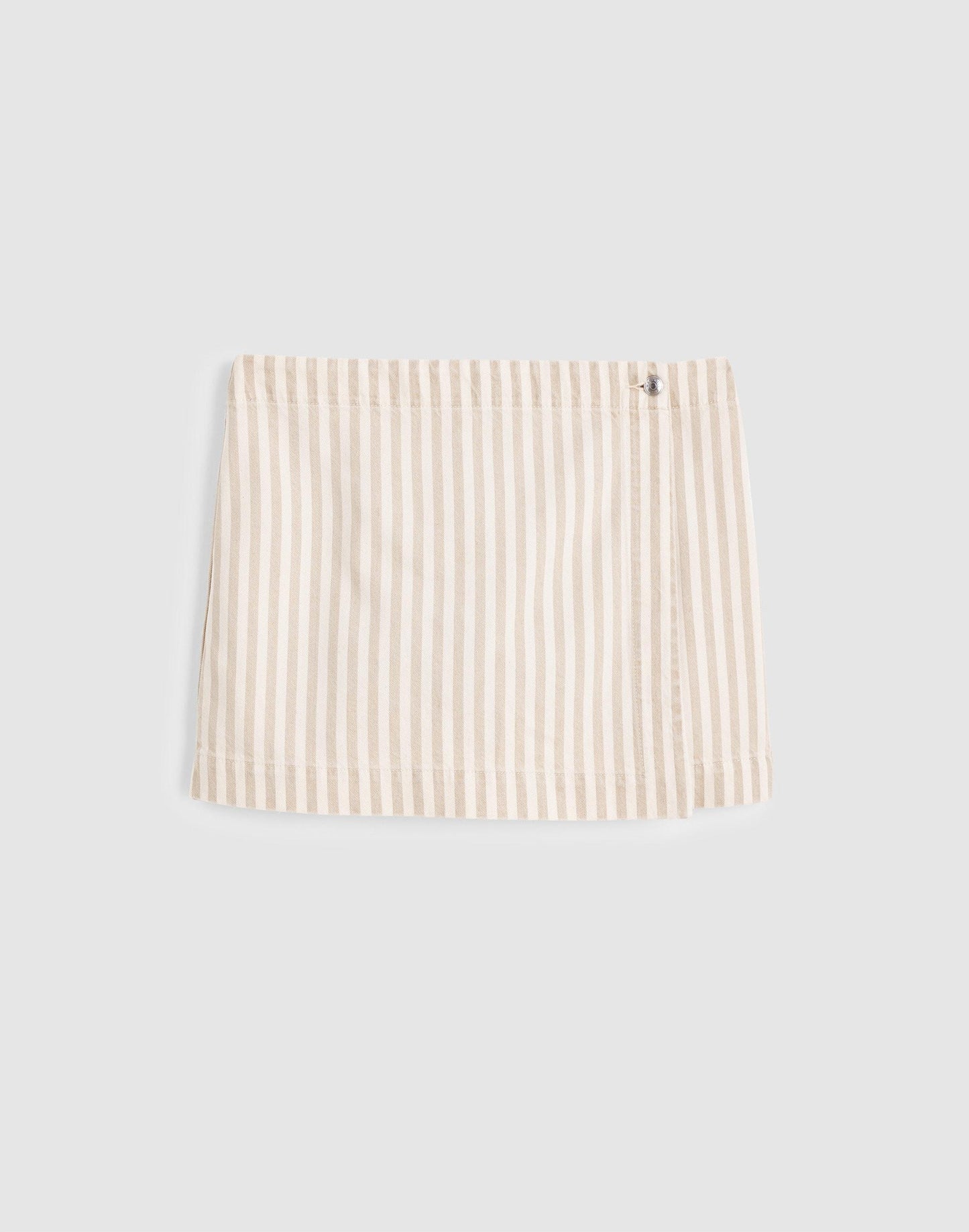 Madewell Denim Wrap Mini Skort Khaki Sand Stripe