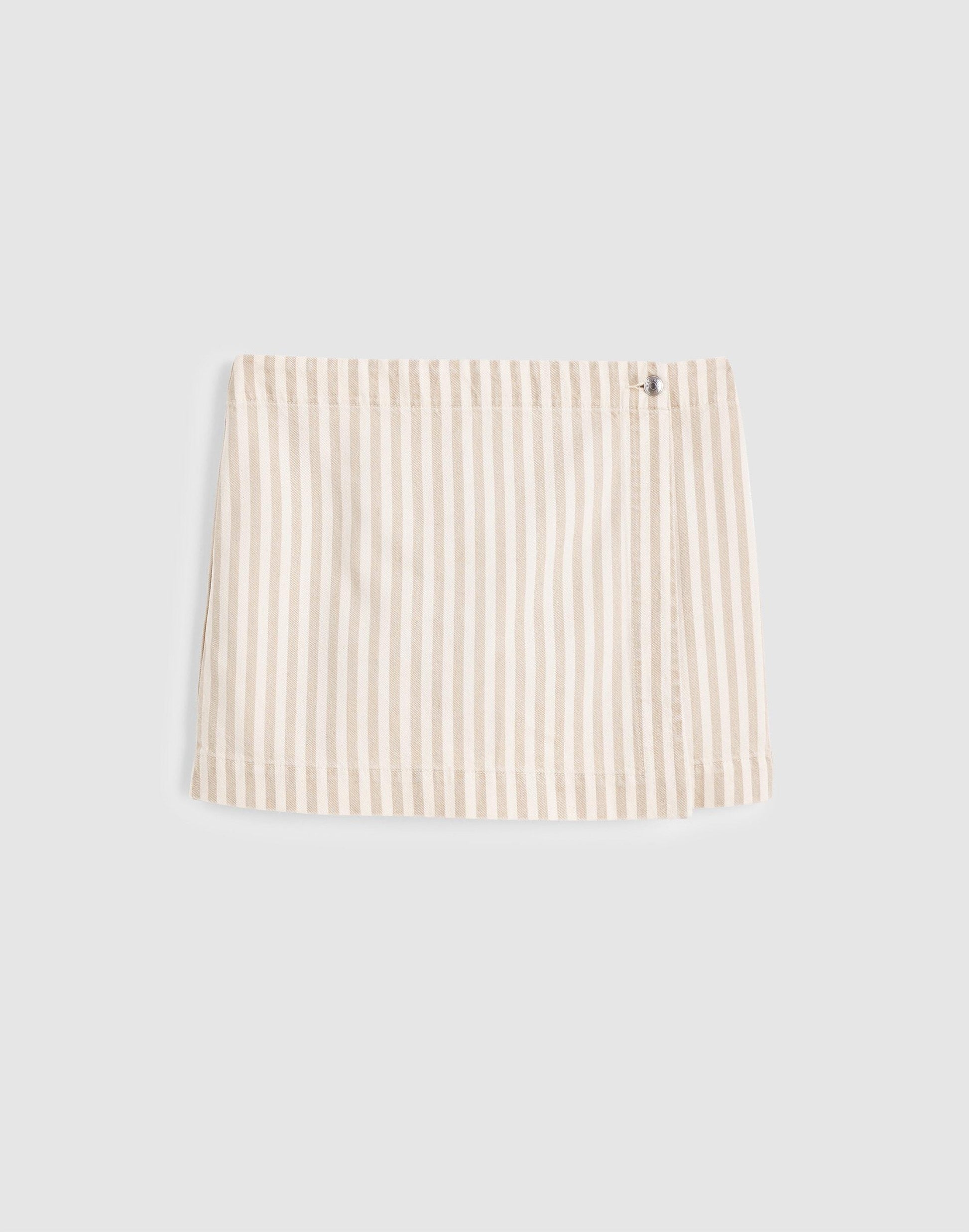 Madewell Denim Wrap Mini Skort Khaki Sand Stripe