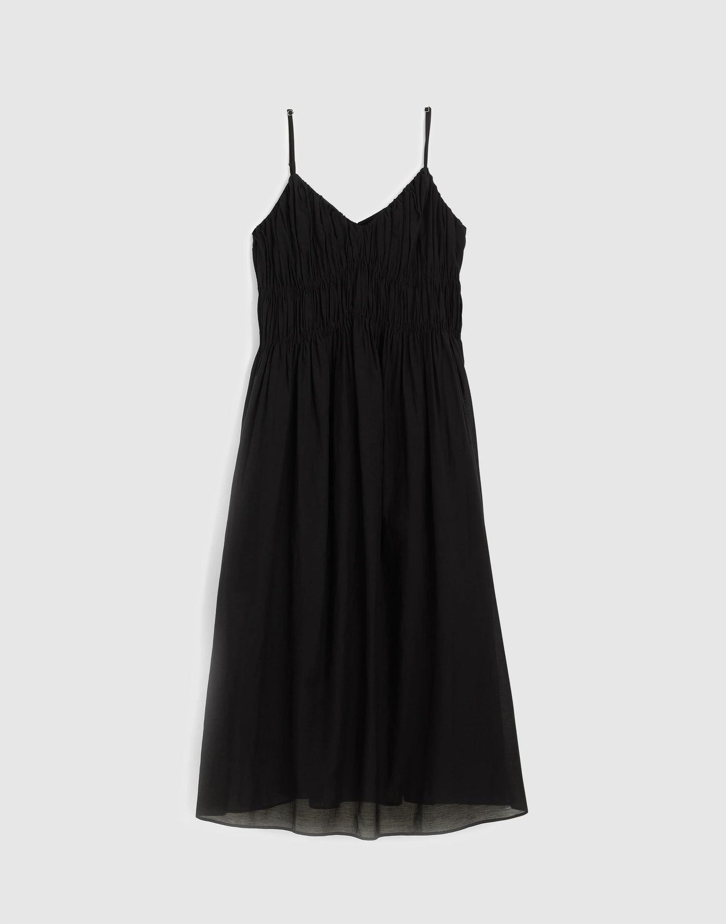 Madewell Ruched V-Neck Sleeveless Maxi Dress Jet Black
