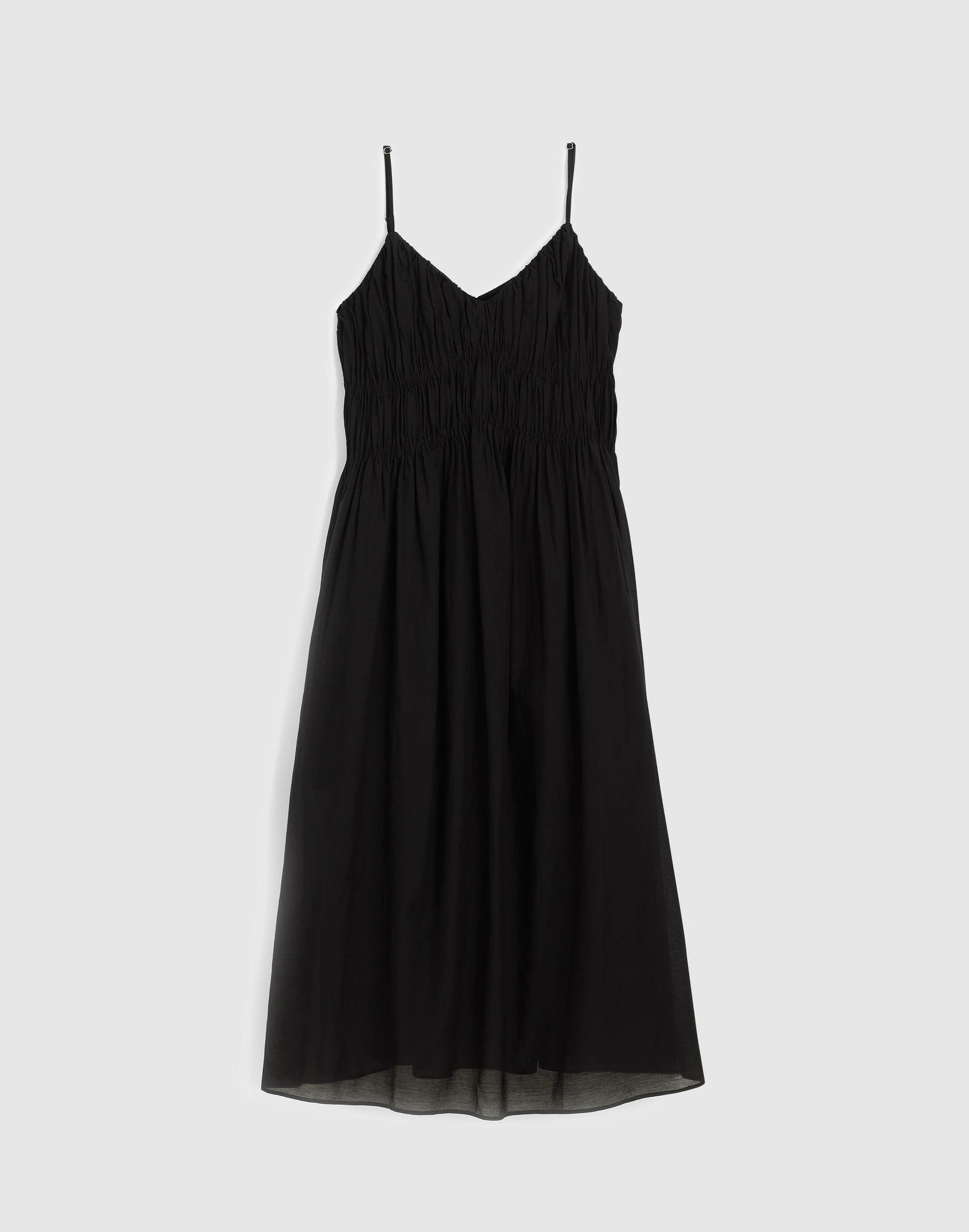 Madewell Ruched V-Neck Sleeveless Maxi Dress Jet Black
