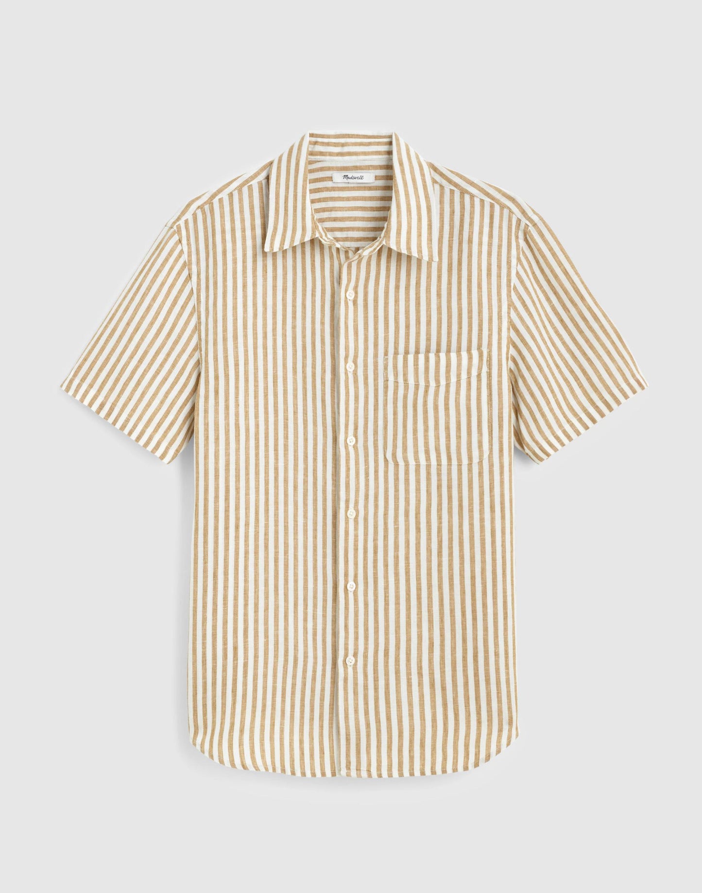 Madewell The Allday Short-Sleeve Shirt in Linen Golden Khaki
