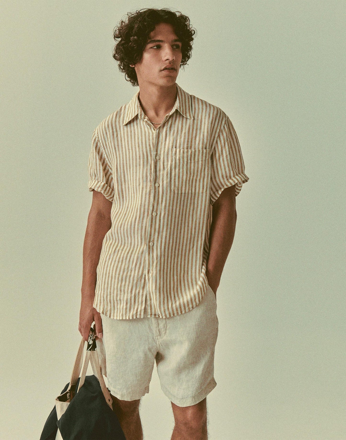 Madewell The Allday Short-Sleeve Shirt in Linen Golden Khaki