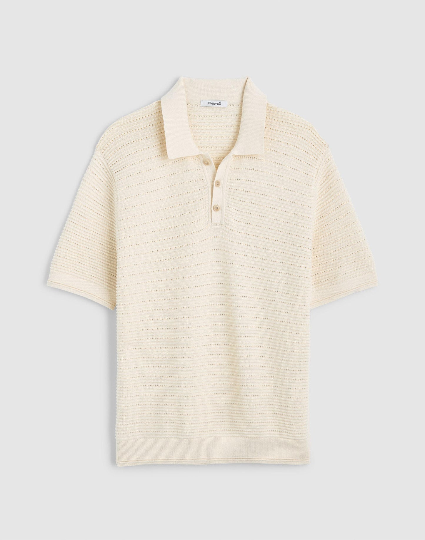 Madewell Textured Open-Stitch Polo Antique Cream